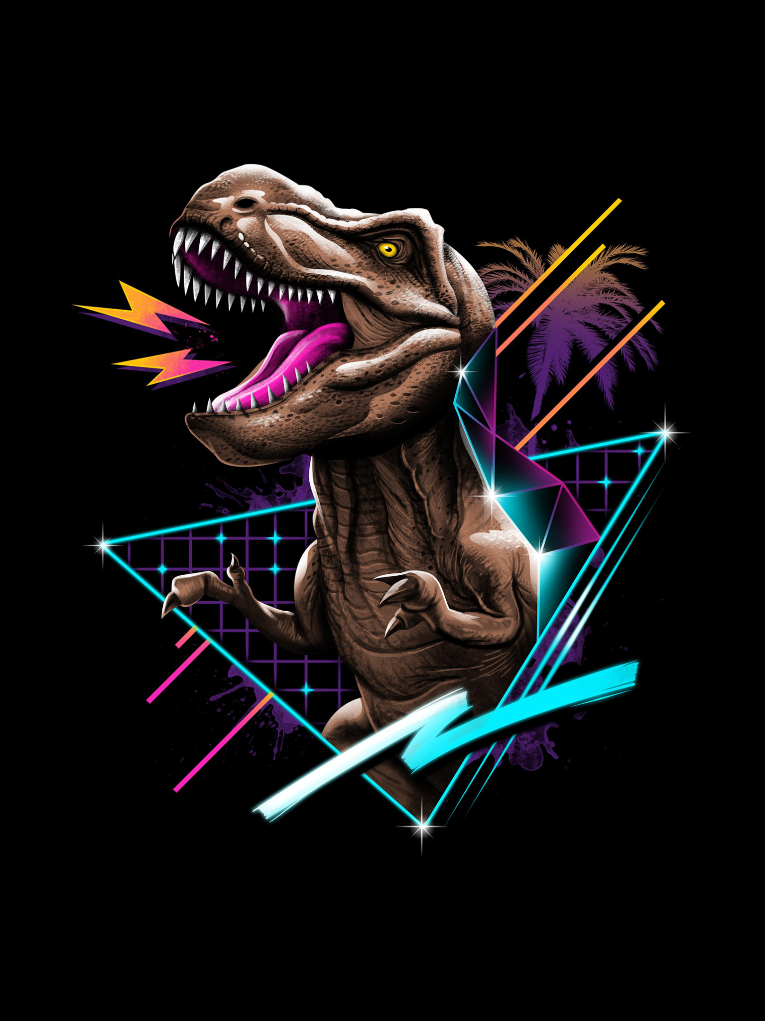 Baixar papel de parede para celular de Retrô, Dinossauro, Tiranossauro Rex, Artistico, Onda Retrô gratuito.