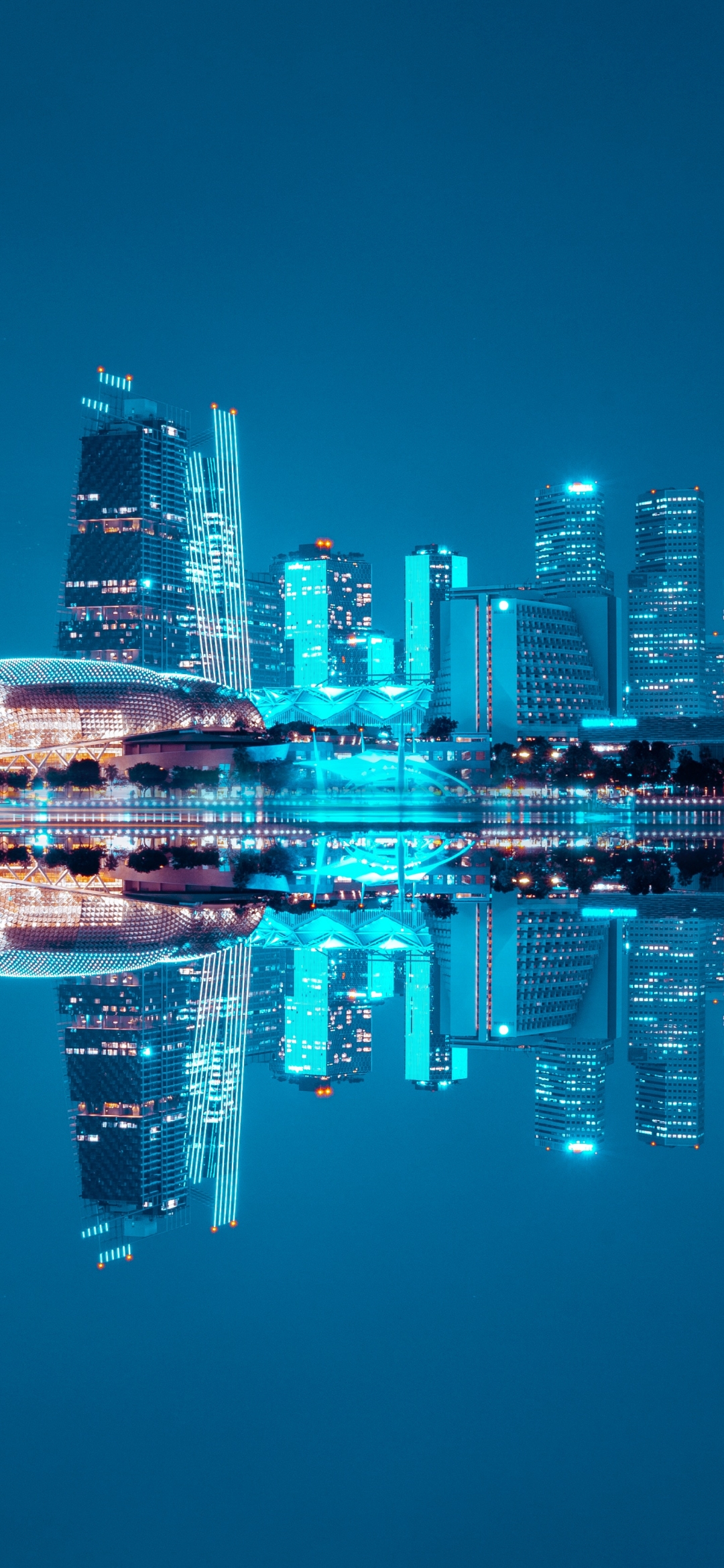 Download mobile wallpaper Cities, Night, Building, Reflection, Cityscape, Singapore, Man Made for free.