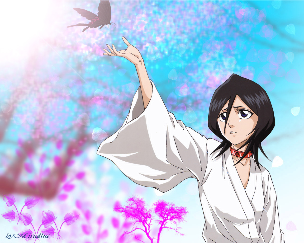 Handy-Wallpaper Bleach, Rukia Kuchiki, Animes kostenlos herunterladen.