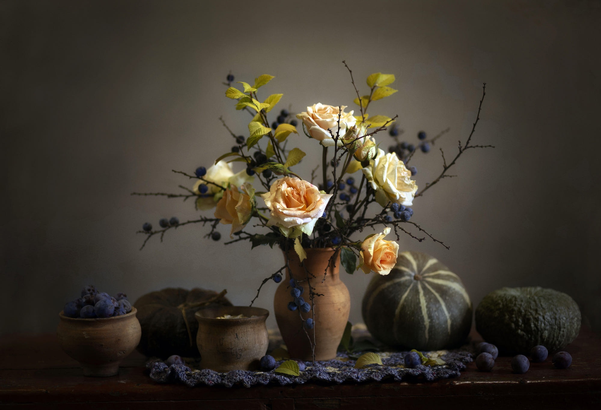 Download mobile wallpaper Pumpkin, Still Life, Flower, Bouquet, Vase, Photography for free.