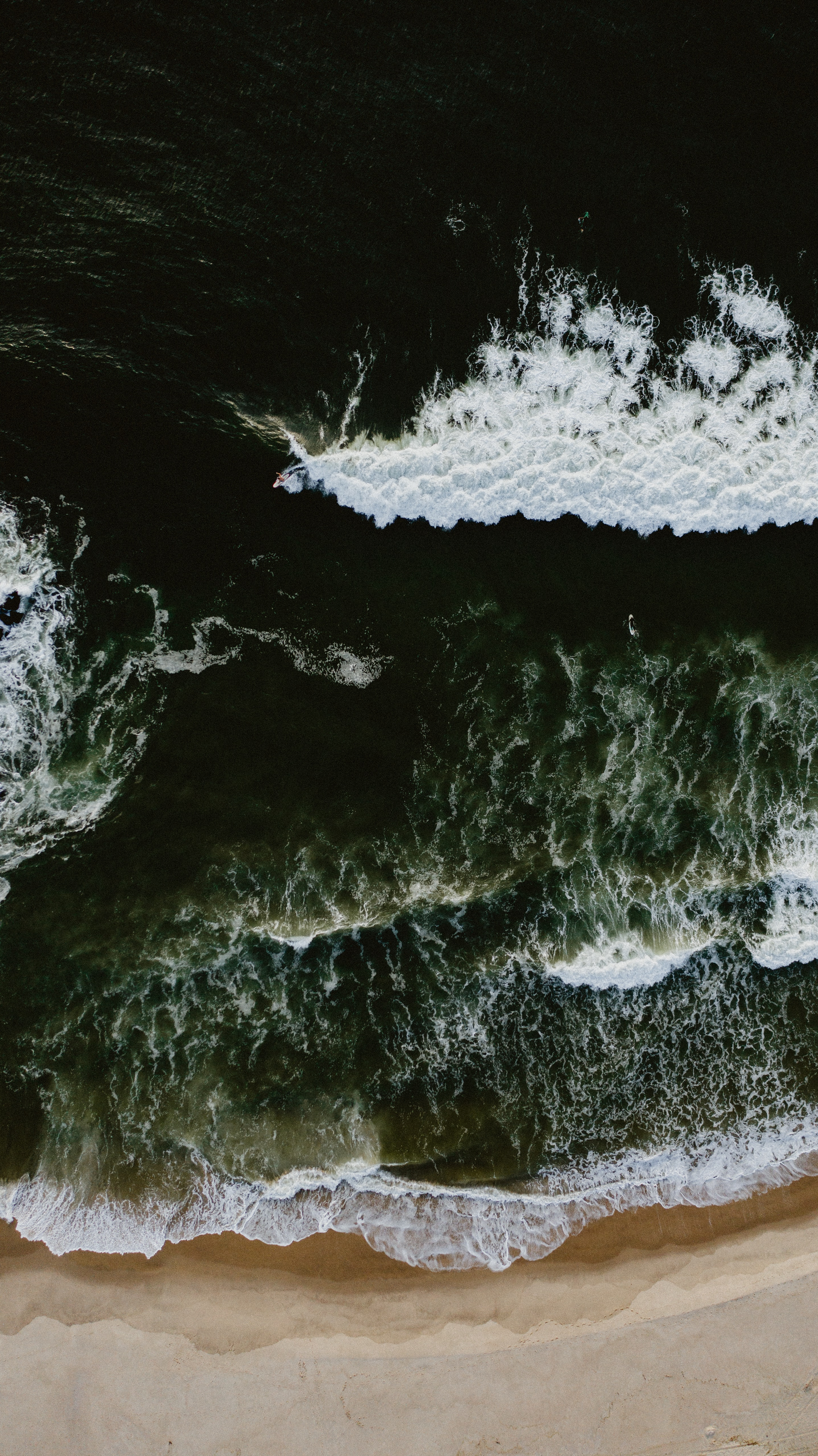 Download mobile wallpaper Surf, Waves, View From Above, Sea, Nature, Beach for free.