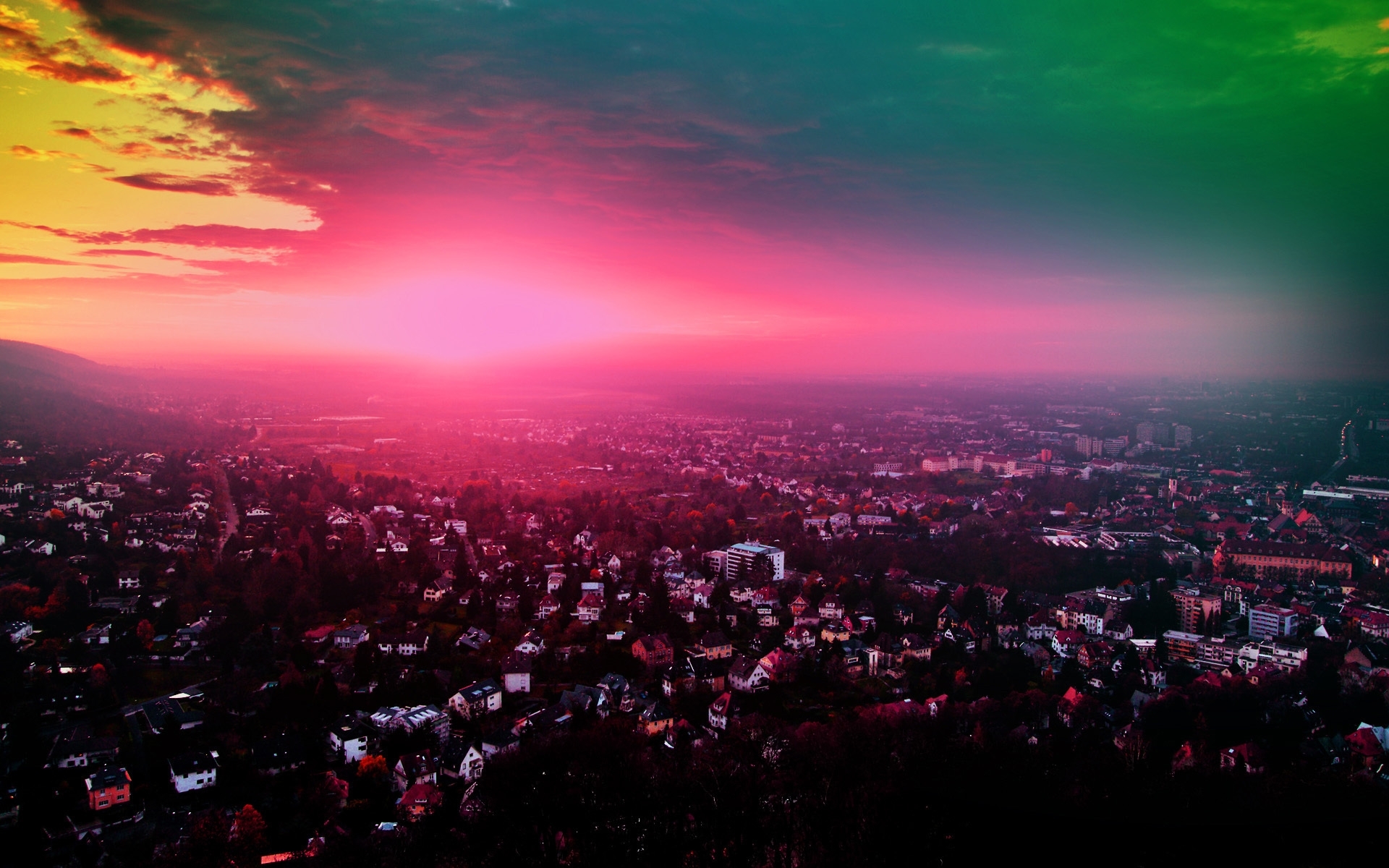 Free download wallpaper Landscape, Sunset, Cities on your PC desktop