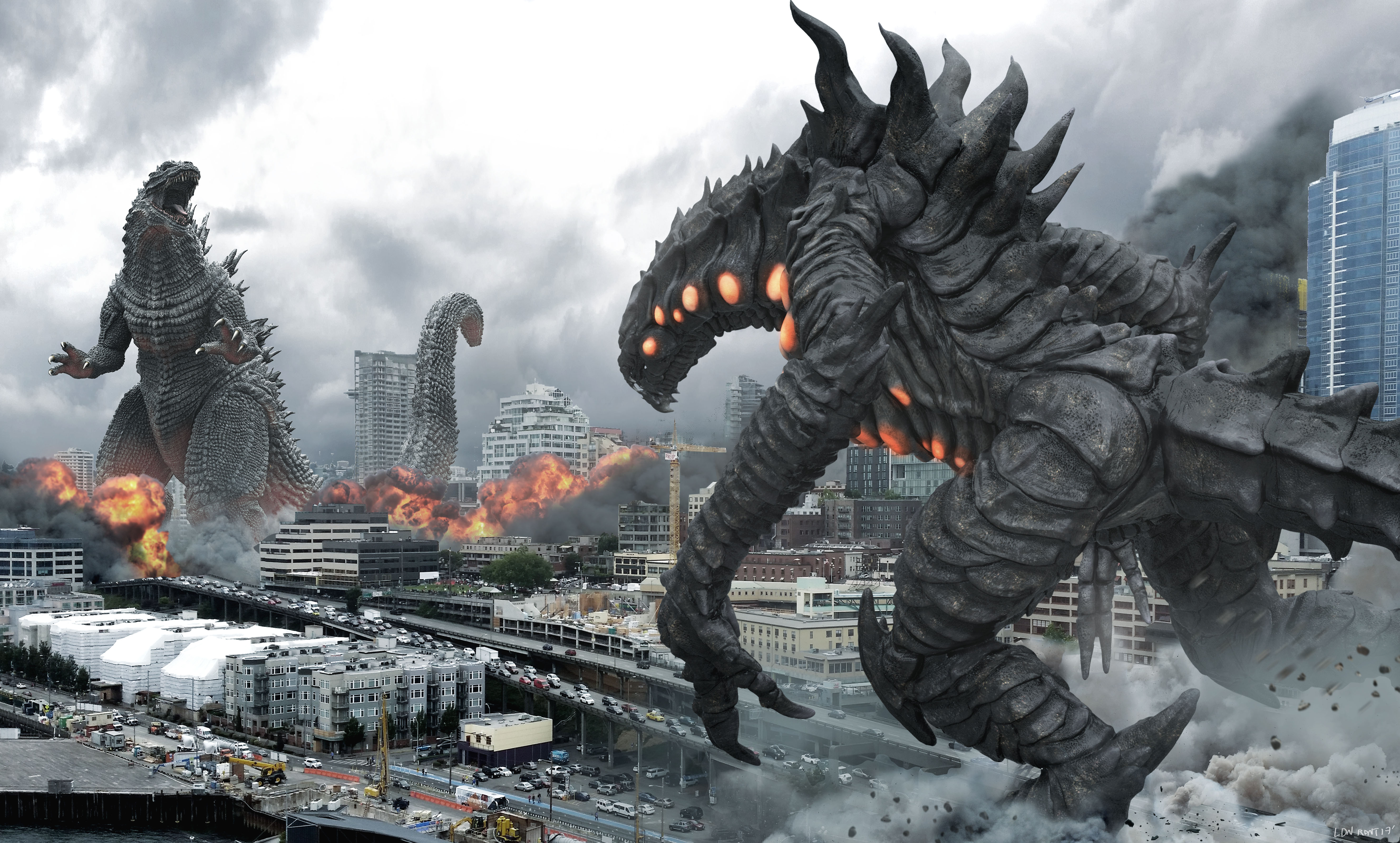 417053 télécharger l'image monstre, kaiju, film, godzilla, bataille, ville, destruction - fonds d'écran et économiseurs d'écran gratuits