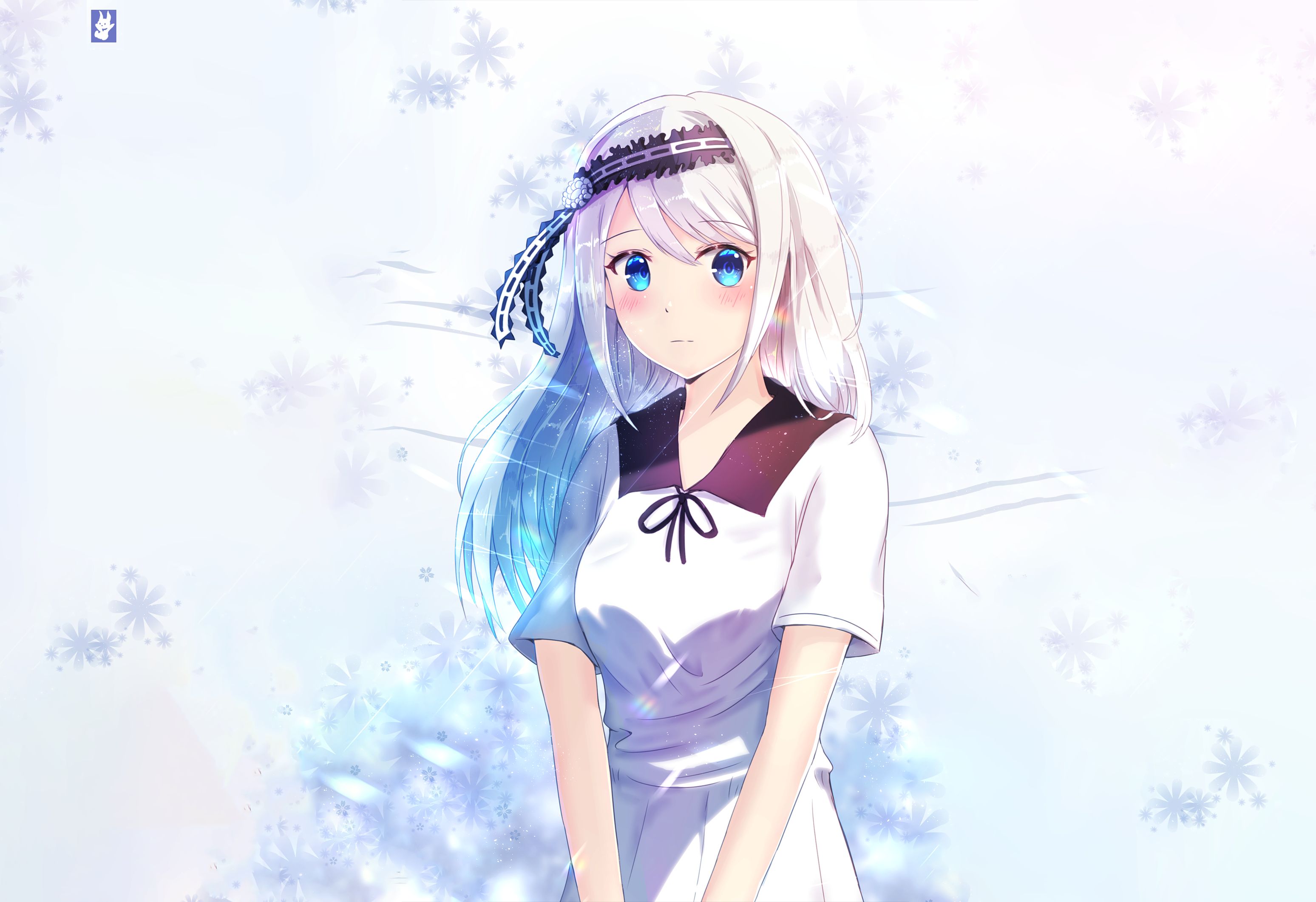 kaguya sama: love is war, anime, blue eyes, blush, kei shirogane, white hair