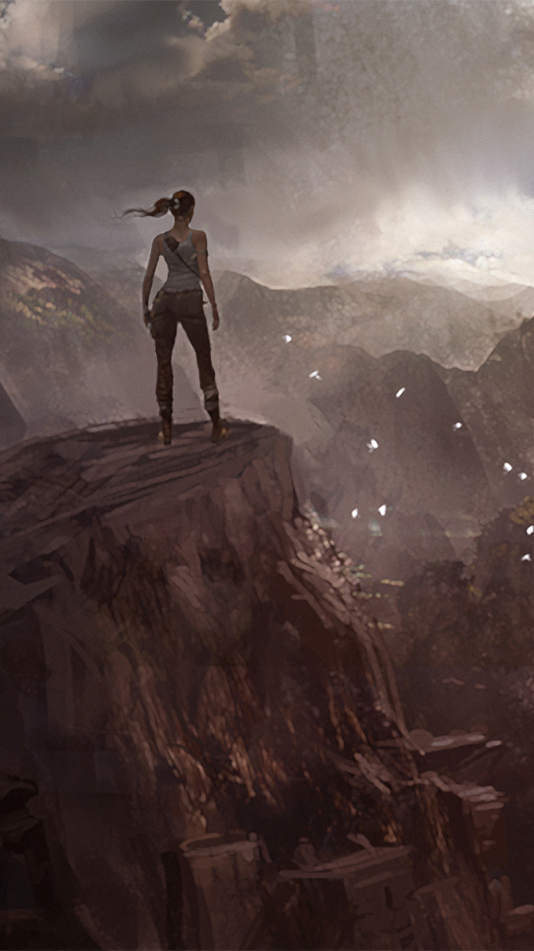 Descarga gratuita de fondo de pantalla para móvil de Paisaje, Tomb Raider, Horizonte, Montaña, Cascada, Videojuego, Lara Croft, Asaltante De Tumbas (2013).