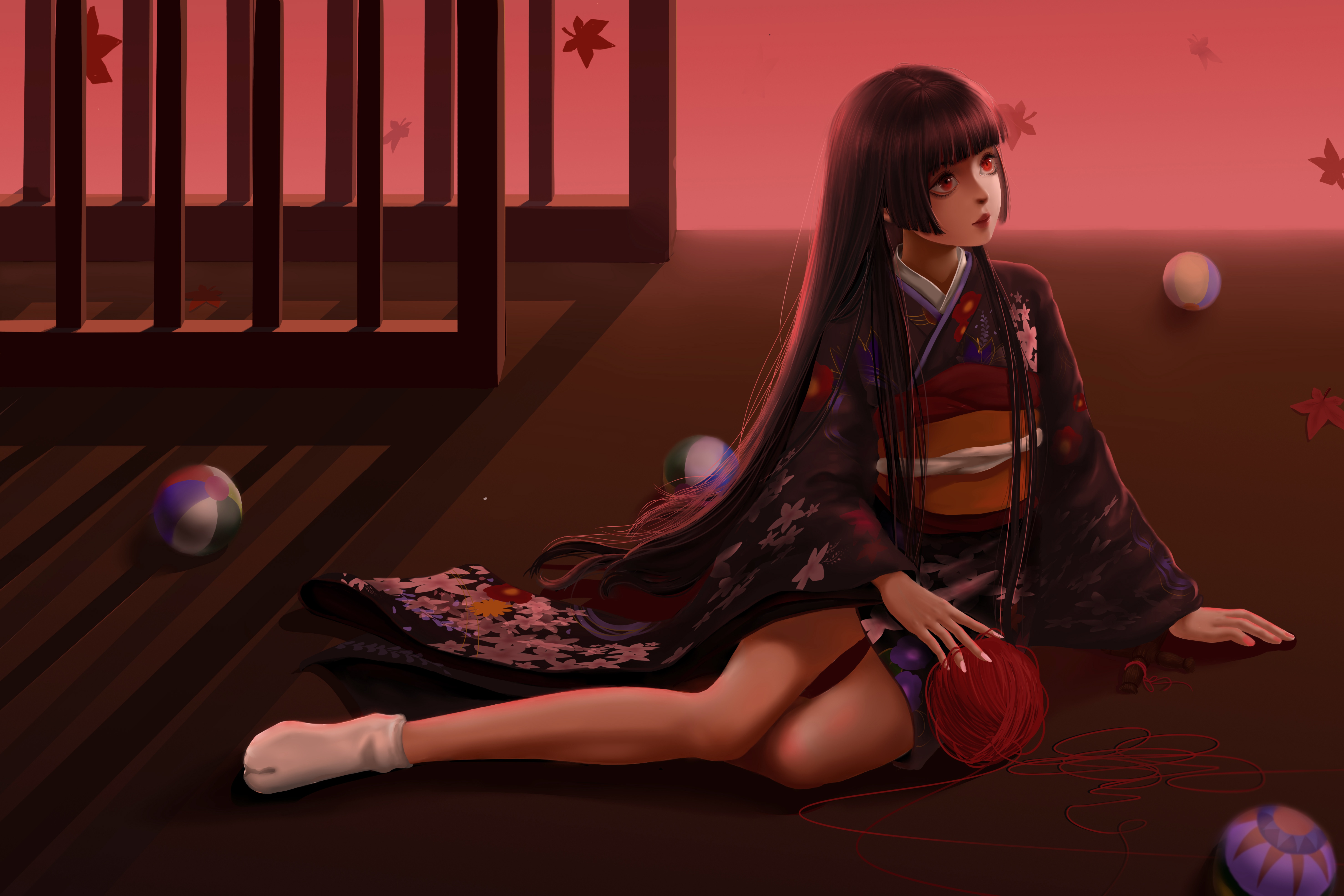 anime, jigoku shōjo, ai enma, kimono
