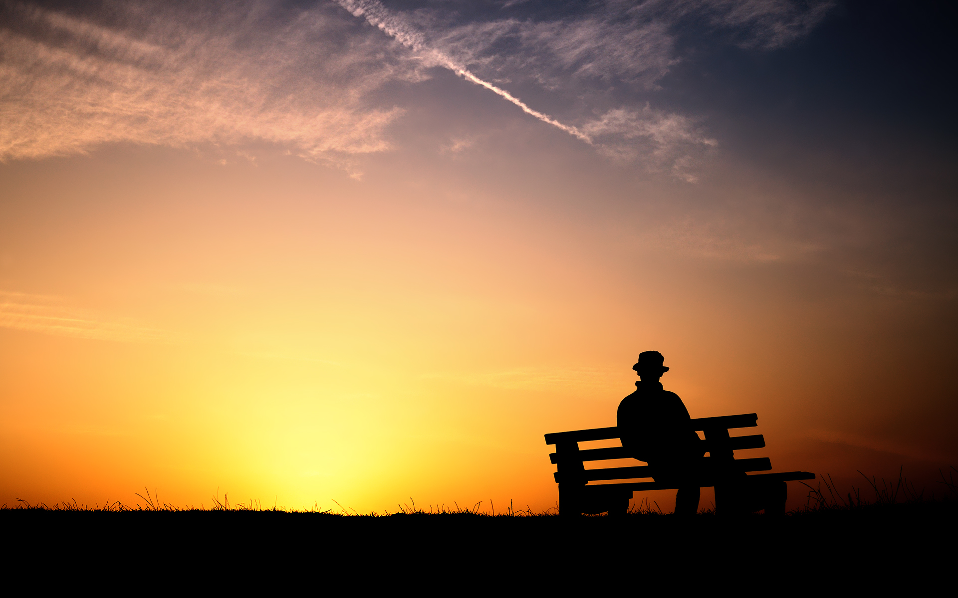 Download mobile wallpaper People, Sunset, Bench, Photography for free.
