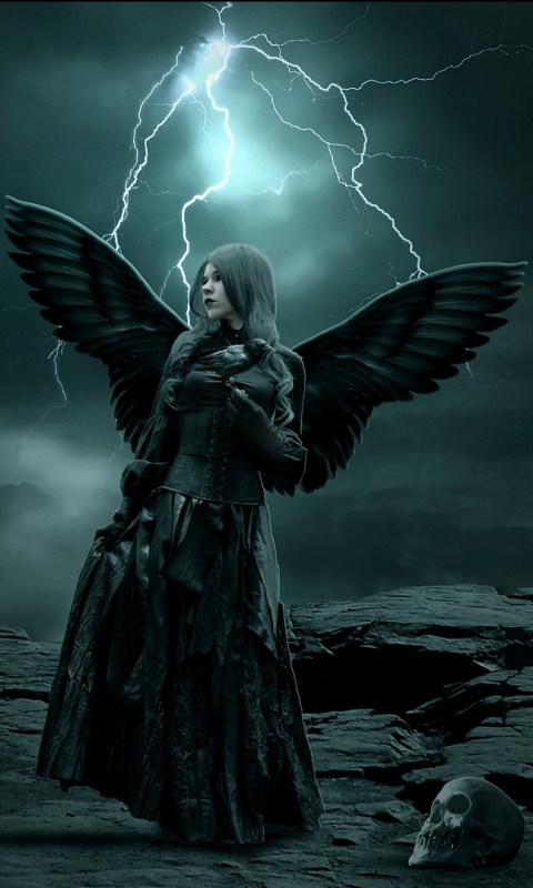 Download mobile wallpaper Dark, Angel for free.