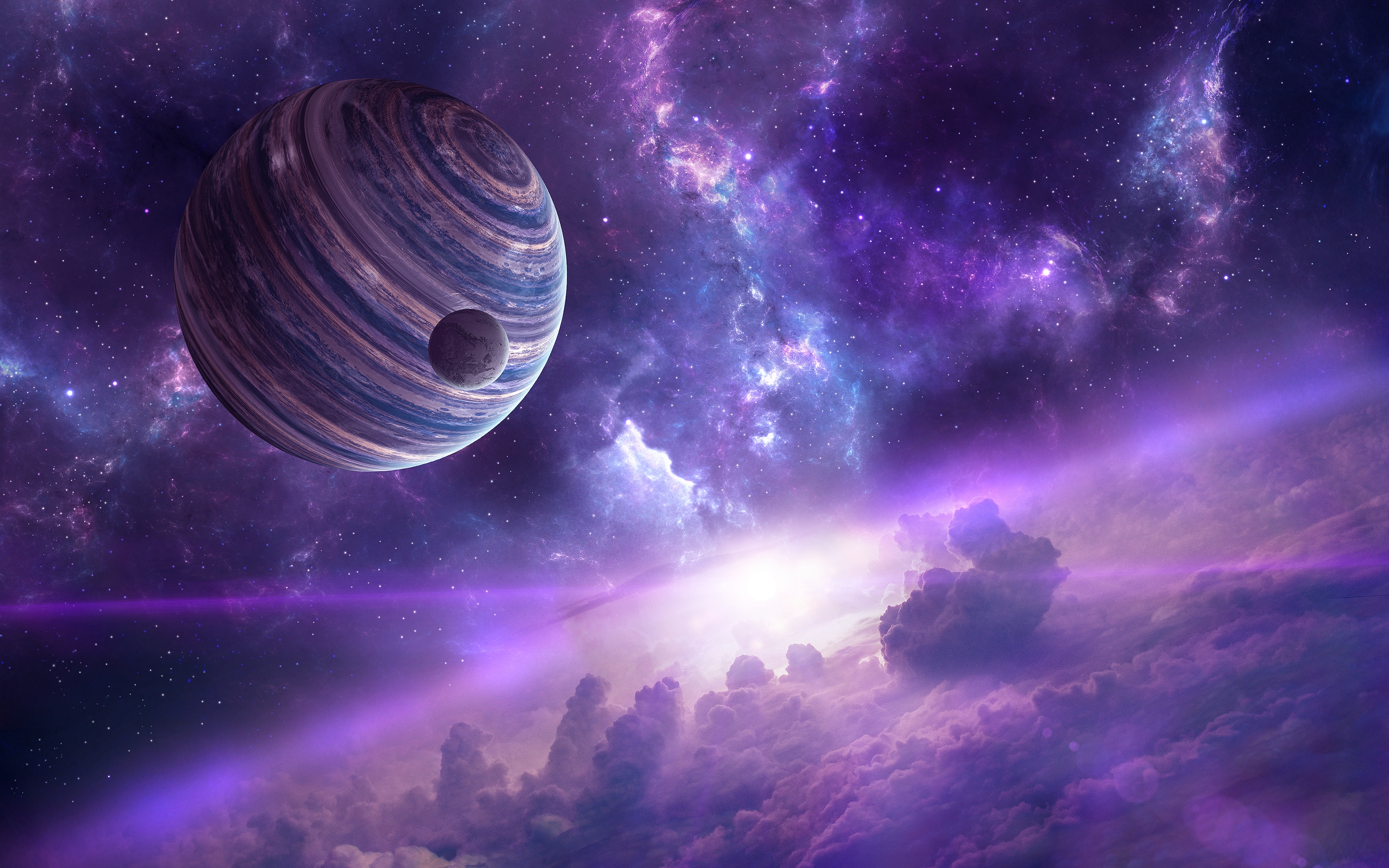 Скачать обои бесплатно Космос, Туманность, Планета, Пурпурный, Научная Фантастика картинка на рабочий стол ПК
