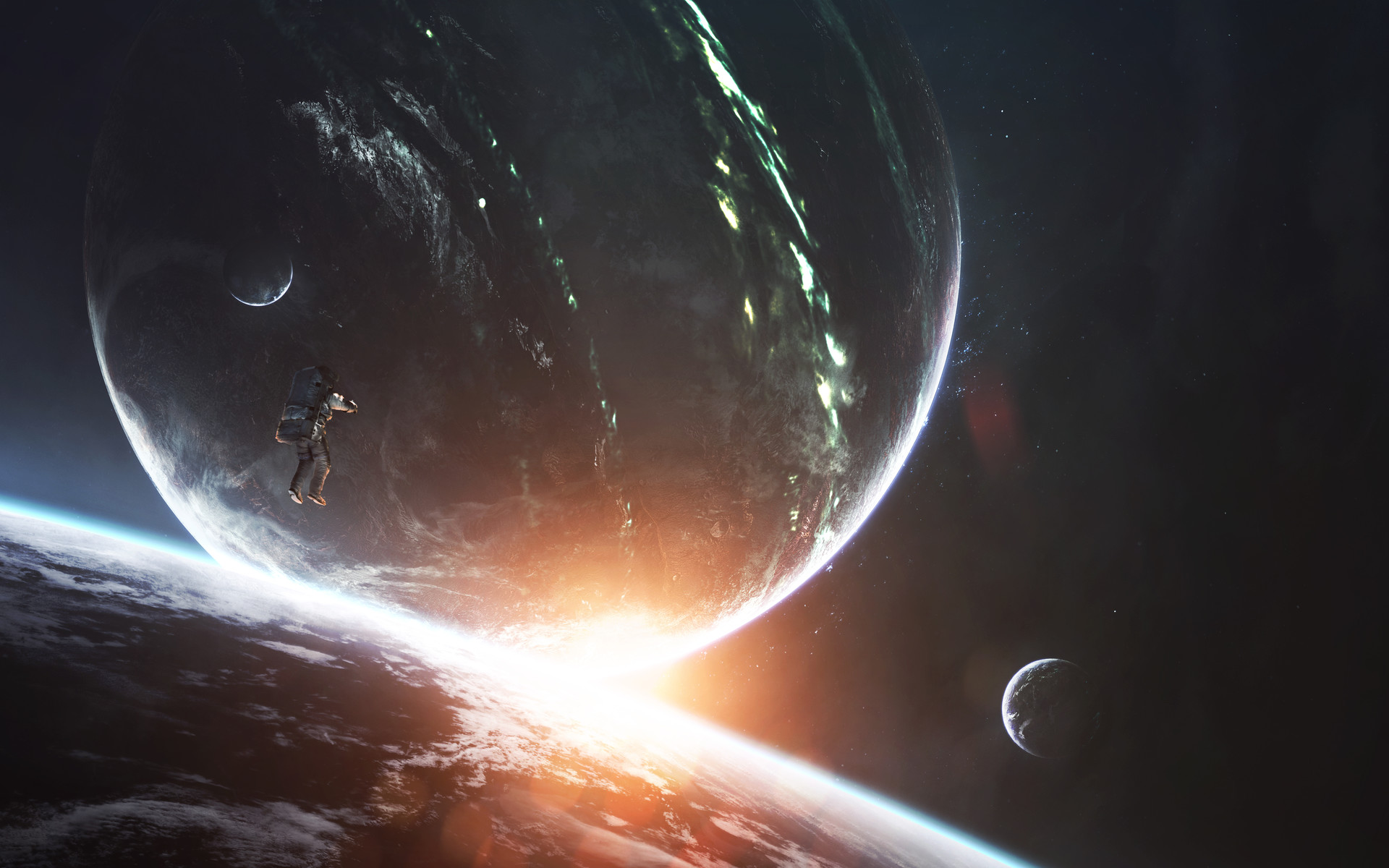 Laden Sie das Planet, Science Fiction, Astronaut, Weltraum, Planetenlandschaft-Bild kostenlos auf Ihren PC-Desktop herunter