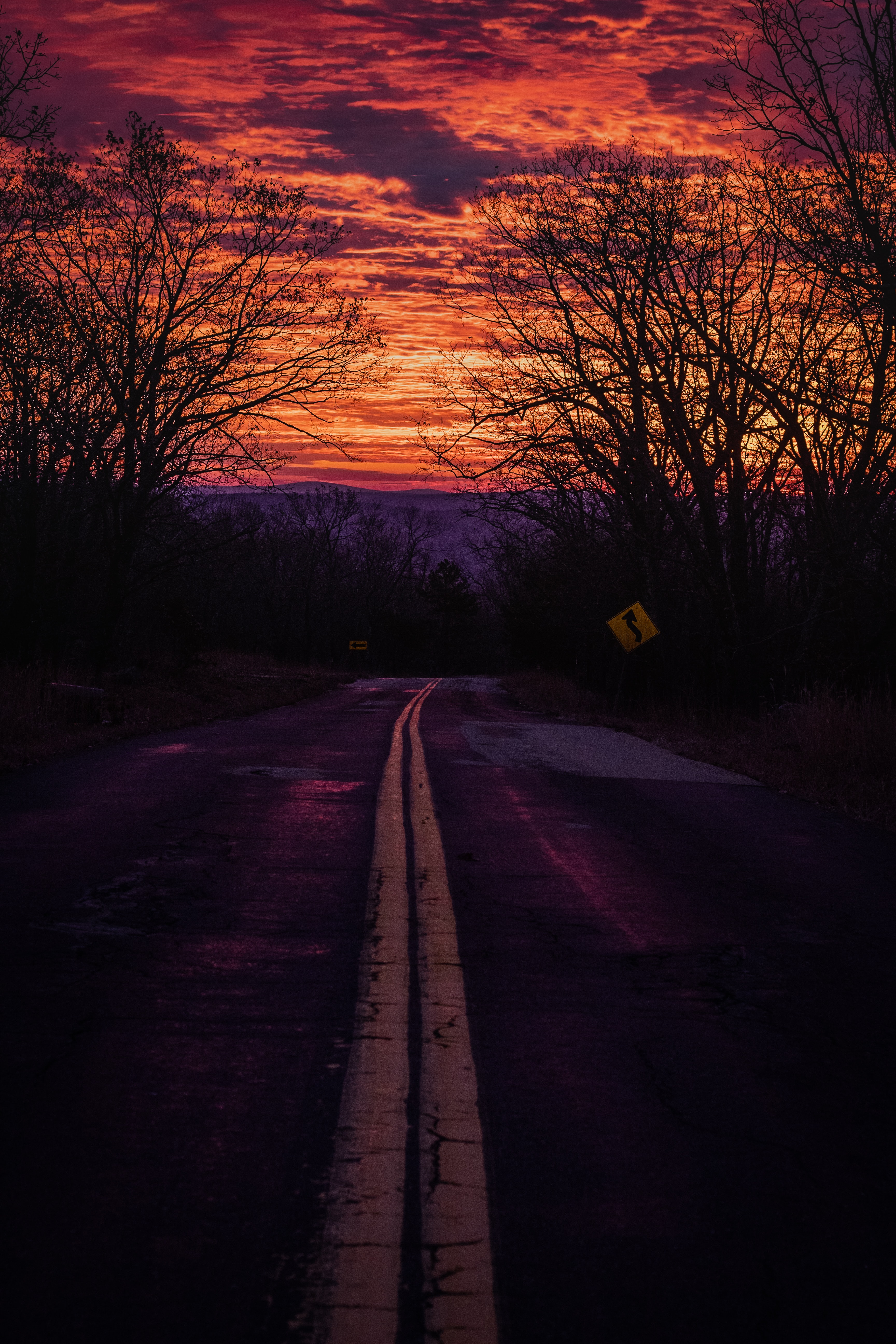 Full HD sign, nature, sunset, road, markup