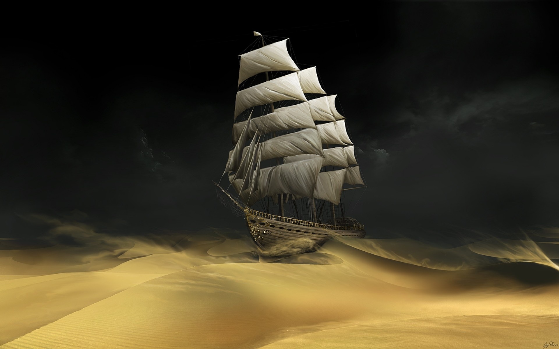 Laden Sie das Fantasie, Sand, Schiff-Bild kostenlos auf Ihren PC-Desktop herunter