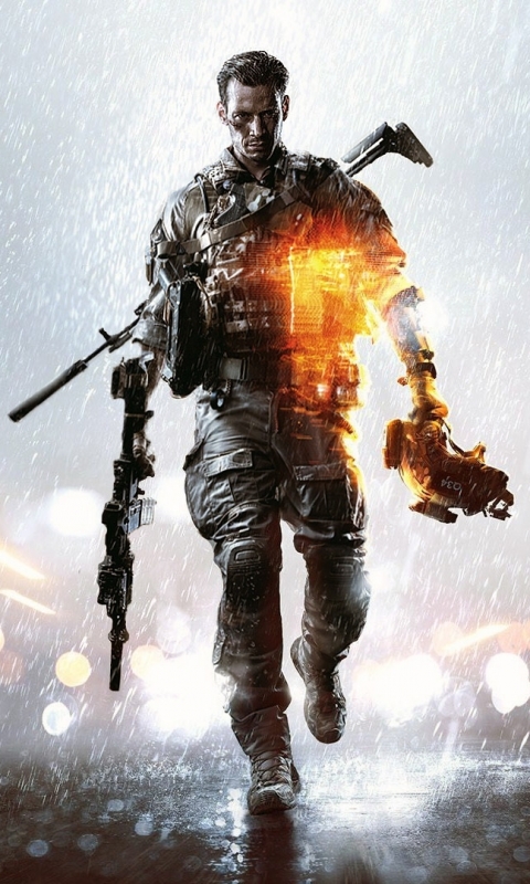 Скачать картинку Дождь, Боке, Видеоигры, Поле Битвы, Battlefield 4 в телефон бесплатно.