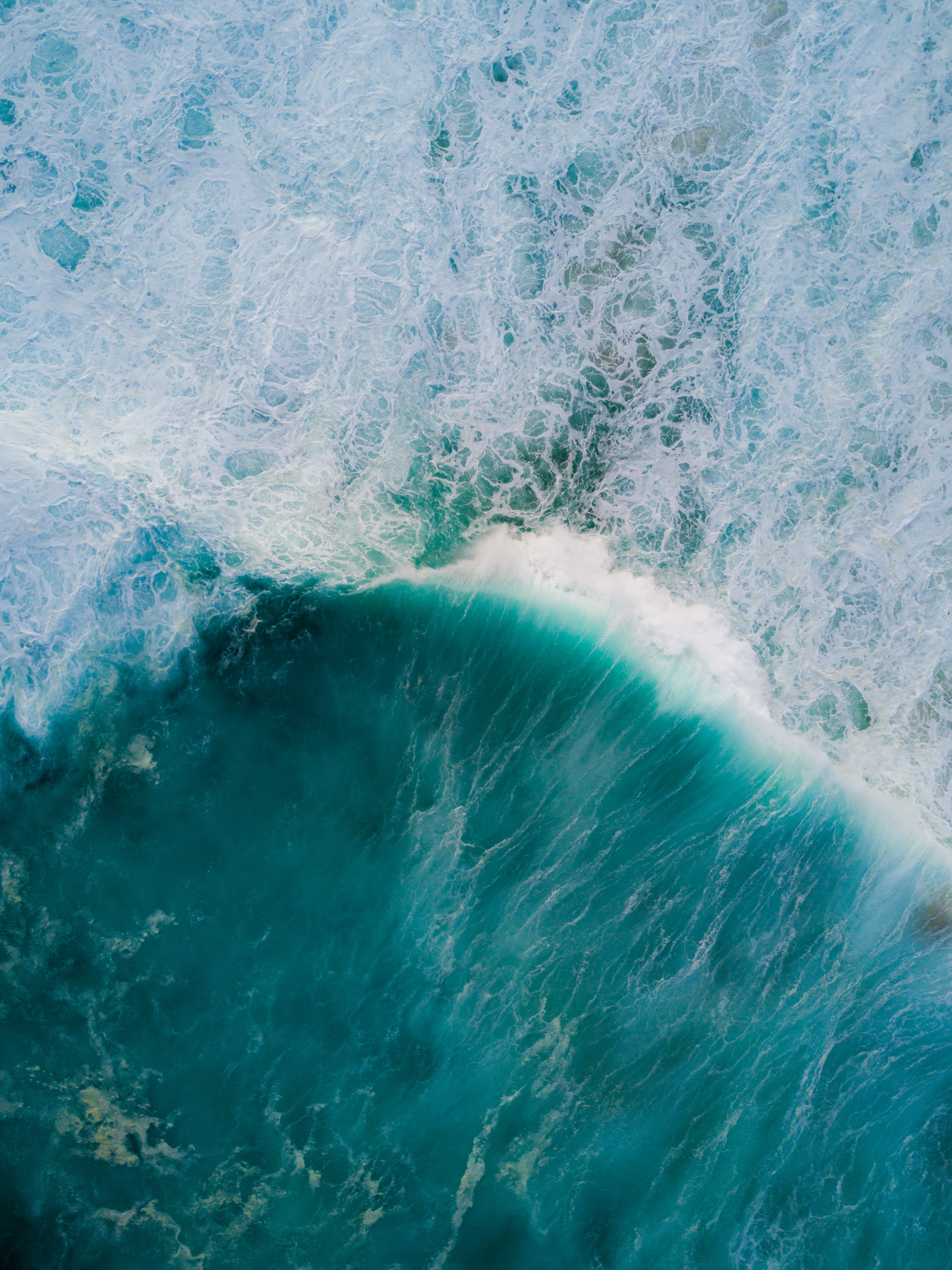 Download mobile wallpaper View From Above, Nature, Waves, Ocean, Water, Surface for free.