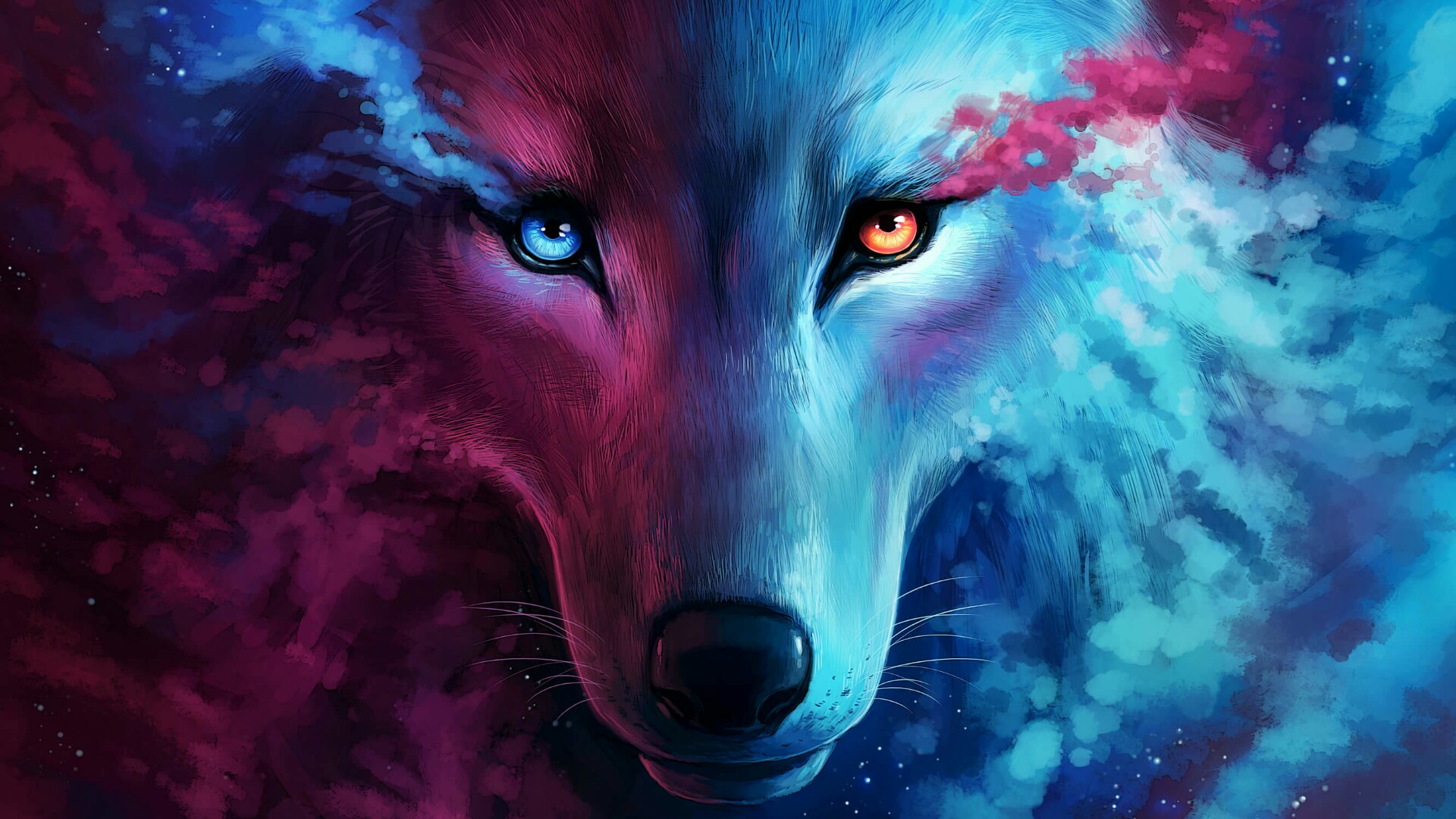 Download mobile wallpaper Fantasy, Smoke, Colors, Wolf, Fantasy Animals for free.