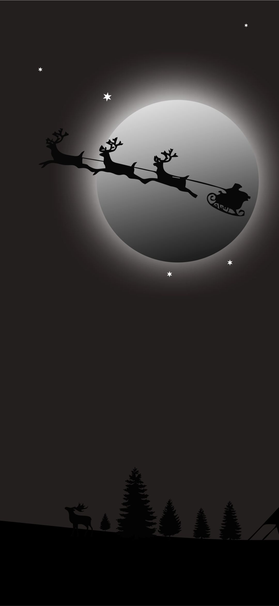 Download mobile wallpaper Night, Moon, Christmas, Holiday, Sleigh, Santa, Reindeer for free.