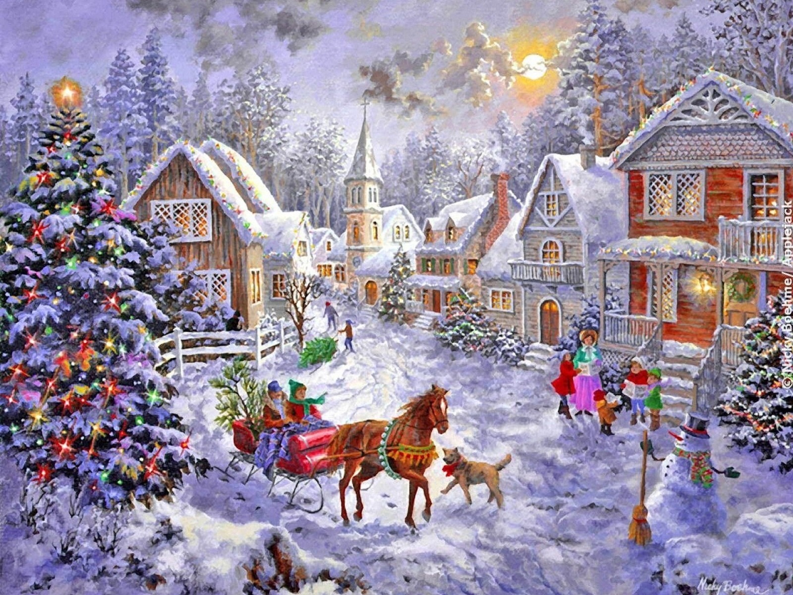 Download mobile wallpaper Christmas, Painting, Artistic for free.