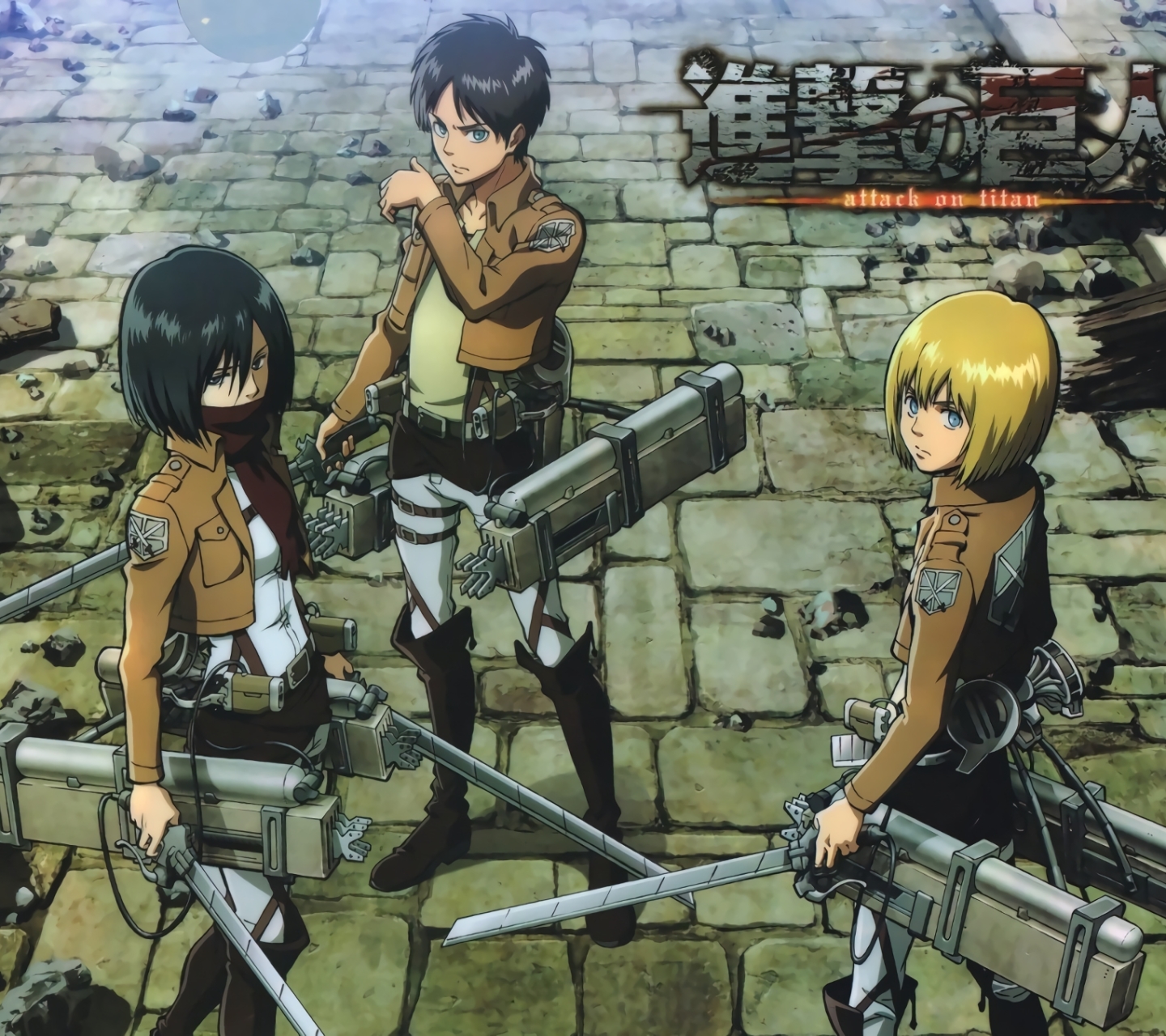 Baixar papel de parede para celular de Anime, Armin Arlert, Eren Yeager, Mikasa Ackerman, Ataque Dos Titãs gratuito.