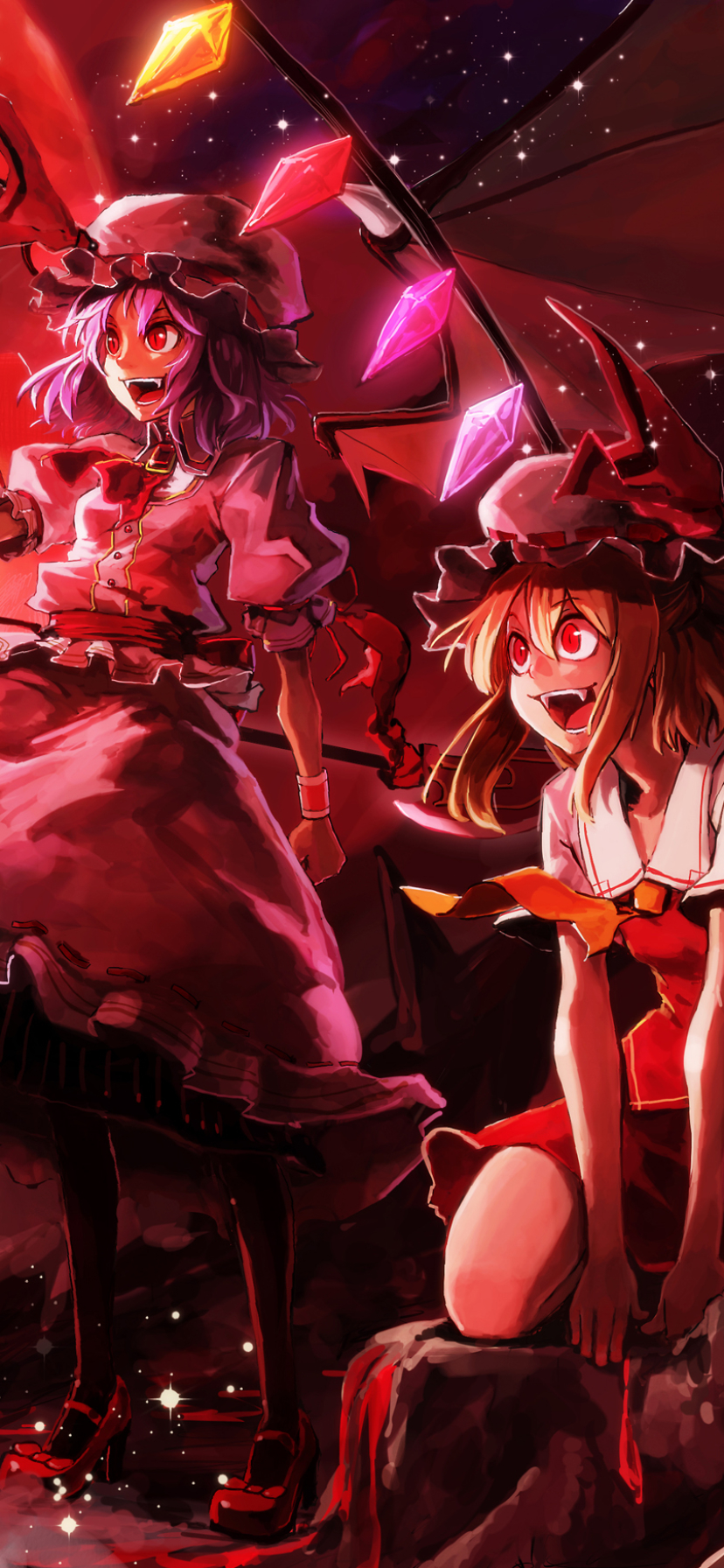 Handy-Wallpaper Animes, Remilia Scharlachrot, Flandre Scarlet, Tuhu kostenlos herunterladen.