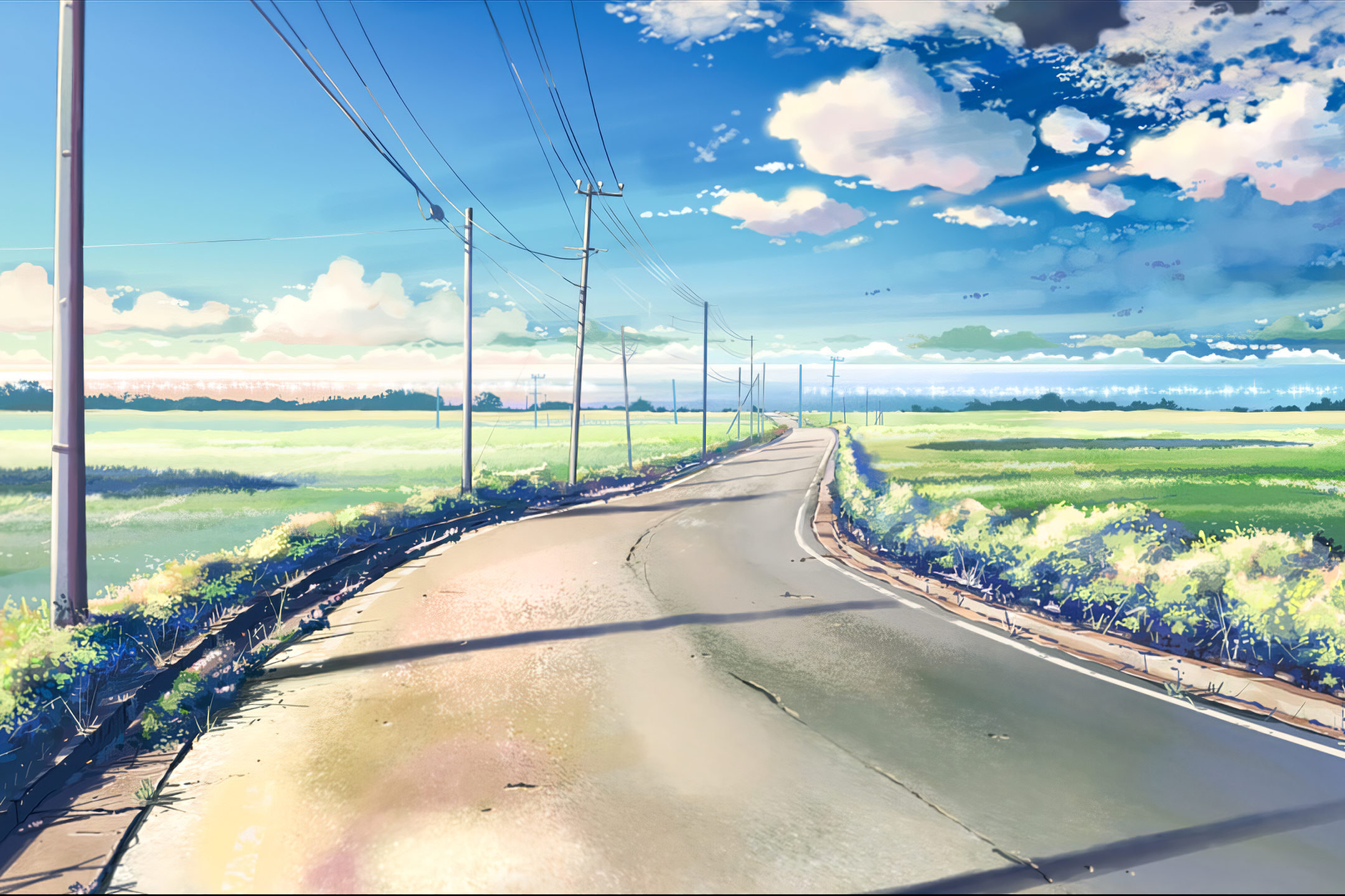 Handy-Wallpaper Landschaft, Wolke, Himmel, Animes, 5 Centimeters Per Second kostenlos herunterladen.