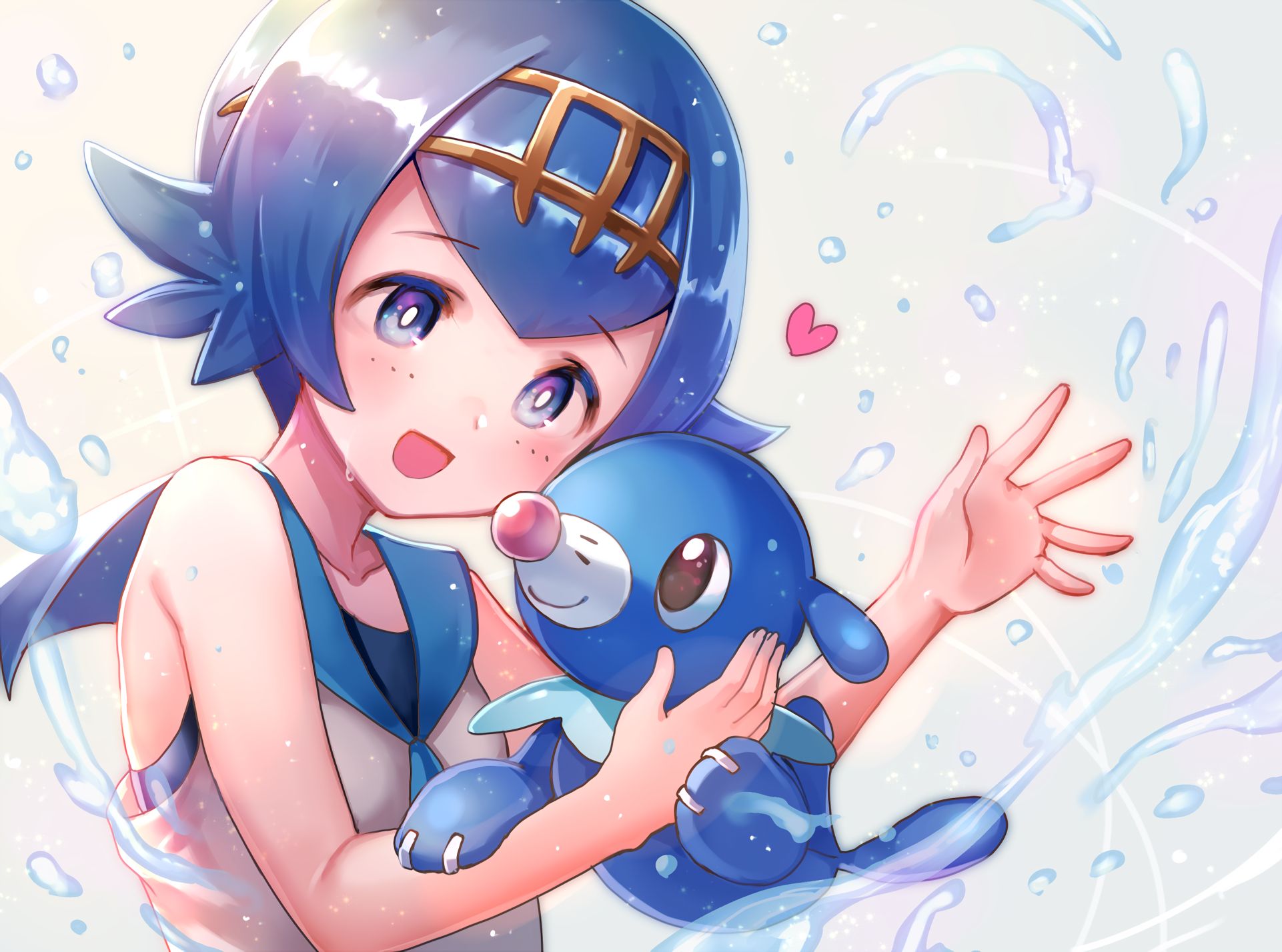 Download mobile wallpaper Pokémon, Video Game, Popplio (Pokémon), Pokémon: Sun And Moon, Lana (Pokémon) for free.