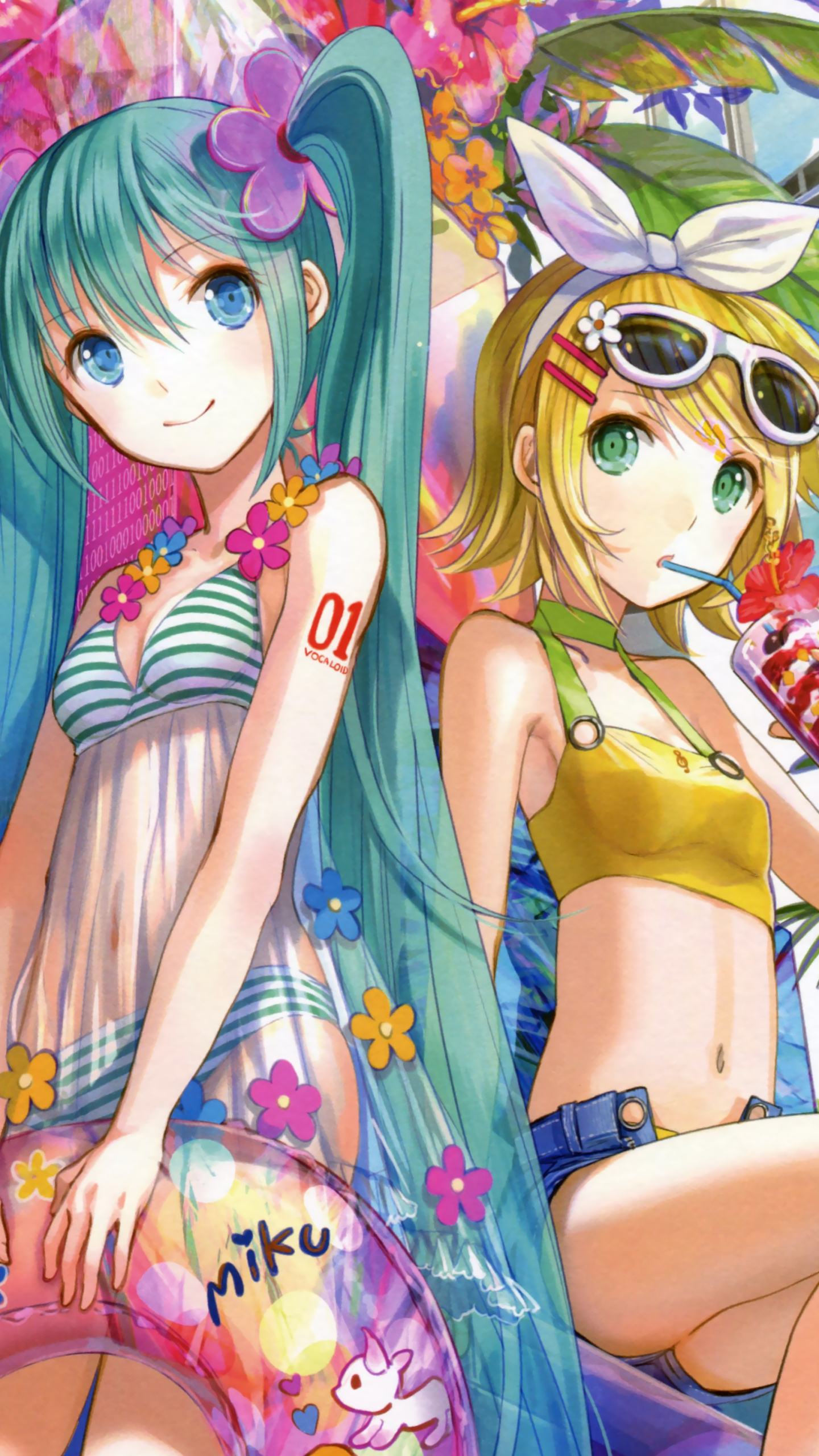 Download mobile wallpaper Anime, Vocaloid, Hatsune Miku, Rin Kagamine for free.