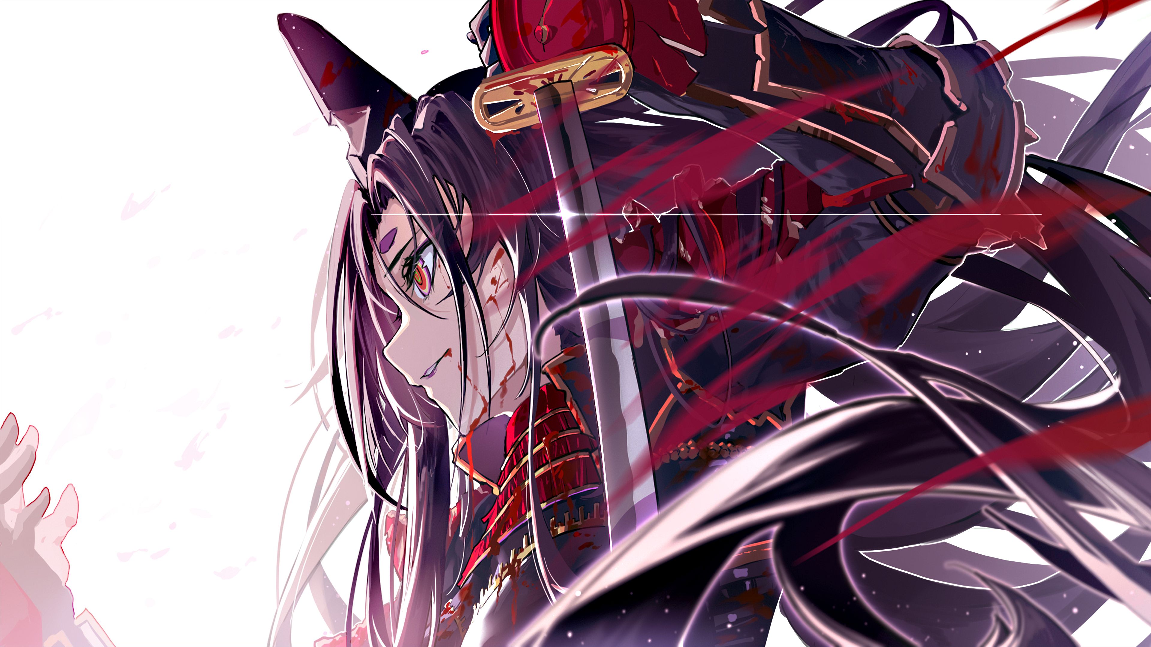 496010 Hintergrundbild herunterladen animes, fate/grand order, rüstung, rächer (schicksal/grand order), katana, lange haare, reiter (schicksal/grand order), samurai, schicksalsserie - Bildschirmschoner und Bilder kostenlos