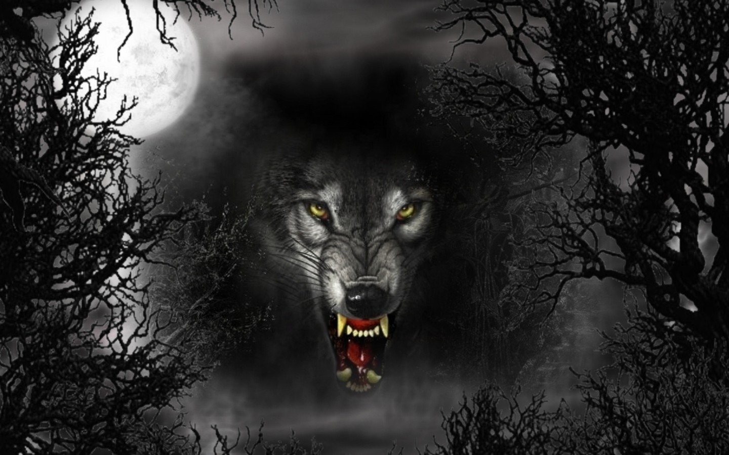 fangs, dark, werewolf, close up, face, fantasy, moon
