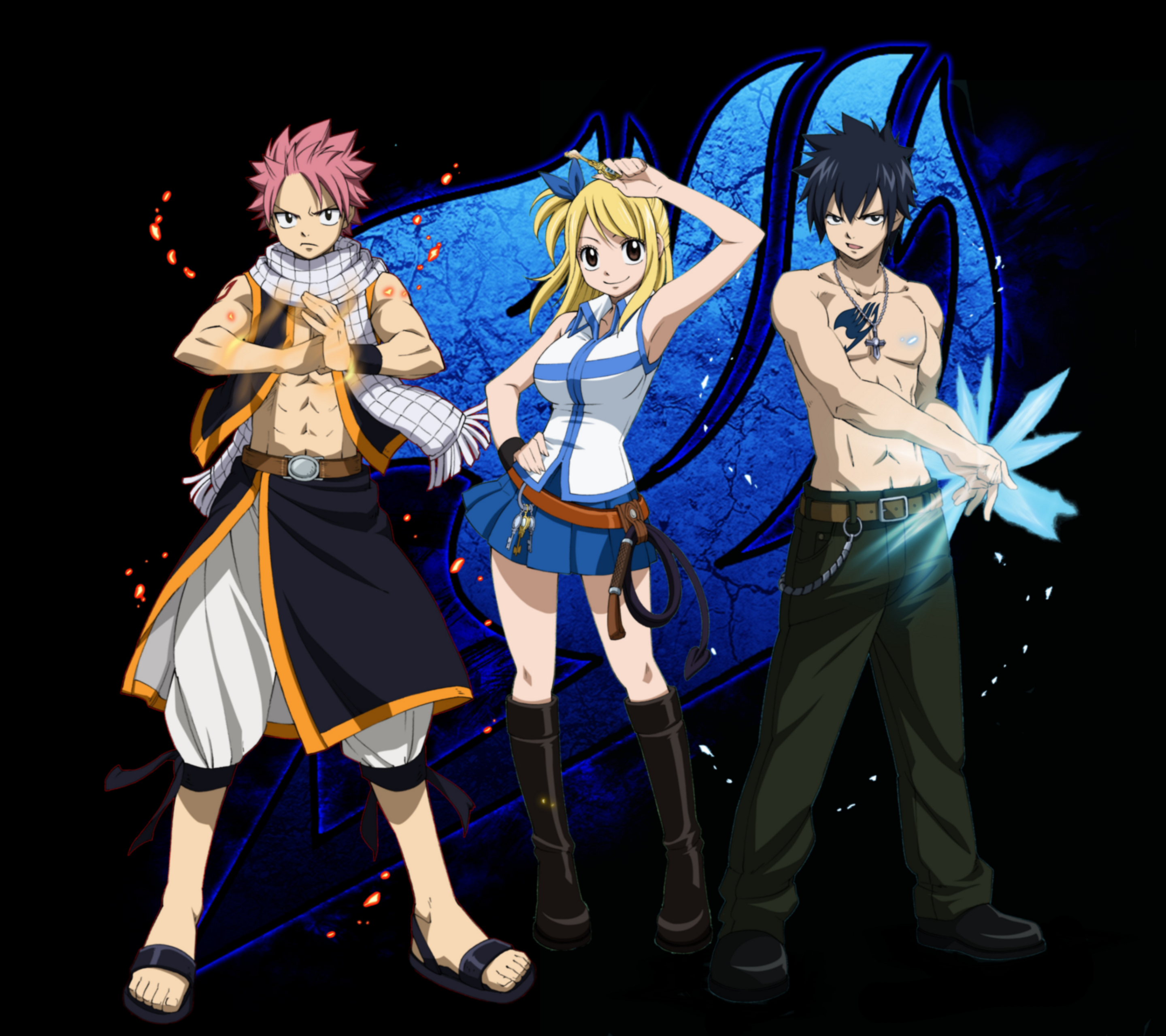 Laden Sie das Animes, Fairy Tail, Lucy Heartfilia, Natsu Dragneel, Grauer Fullbuster-Bild kostenlos auf Ihren PC-Desktop herunter