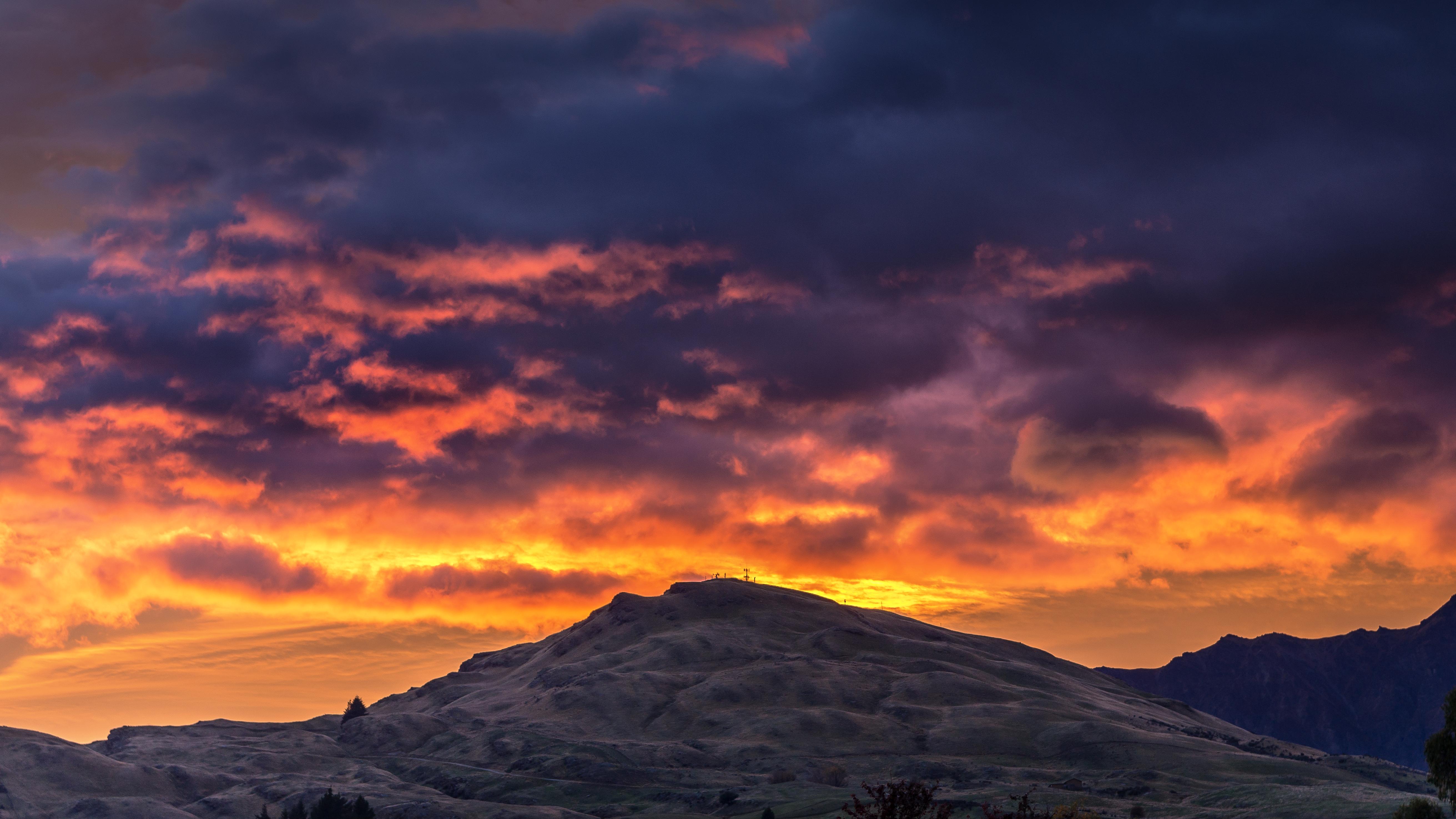 Laden Sie das Berg, Queenstown, Sunset, Clouds, Natur, Neuseeland-Bild kostenlos auf Ihren PC-Desktop herunter