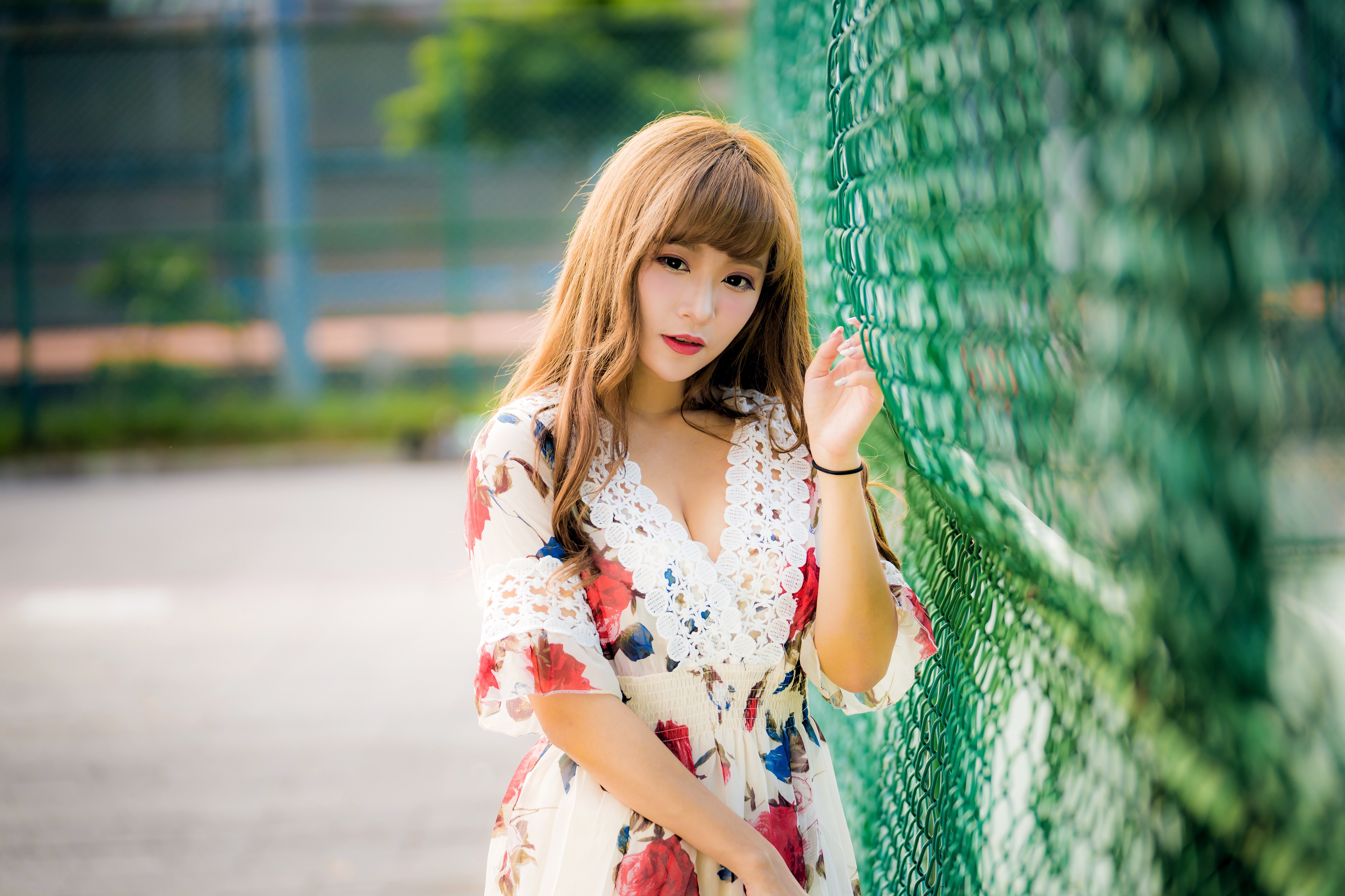 Download mobile wallpaper Dress, Brunette, Model, Women, Asian, Depth Of Field for free.