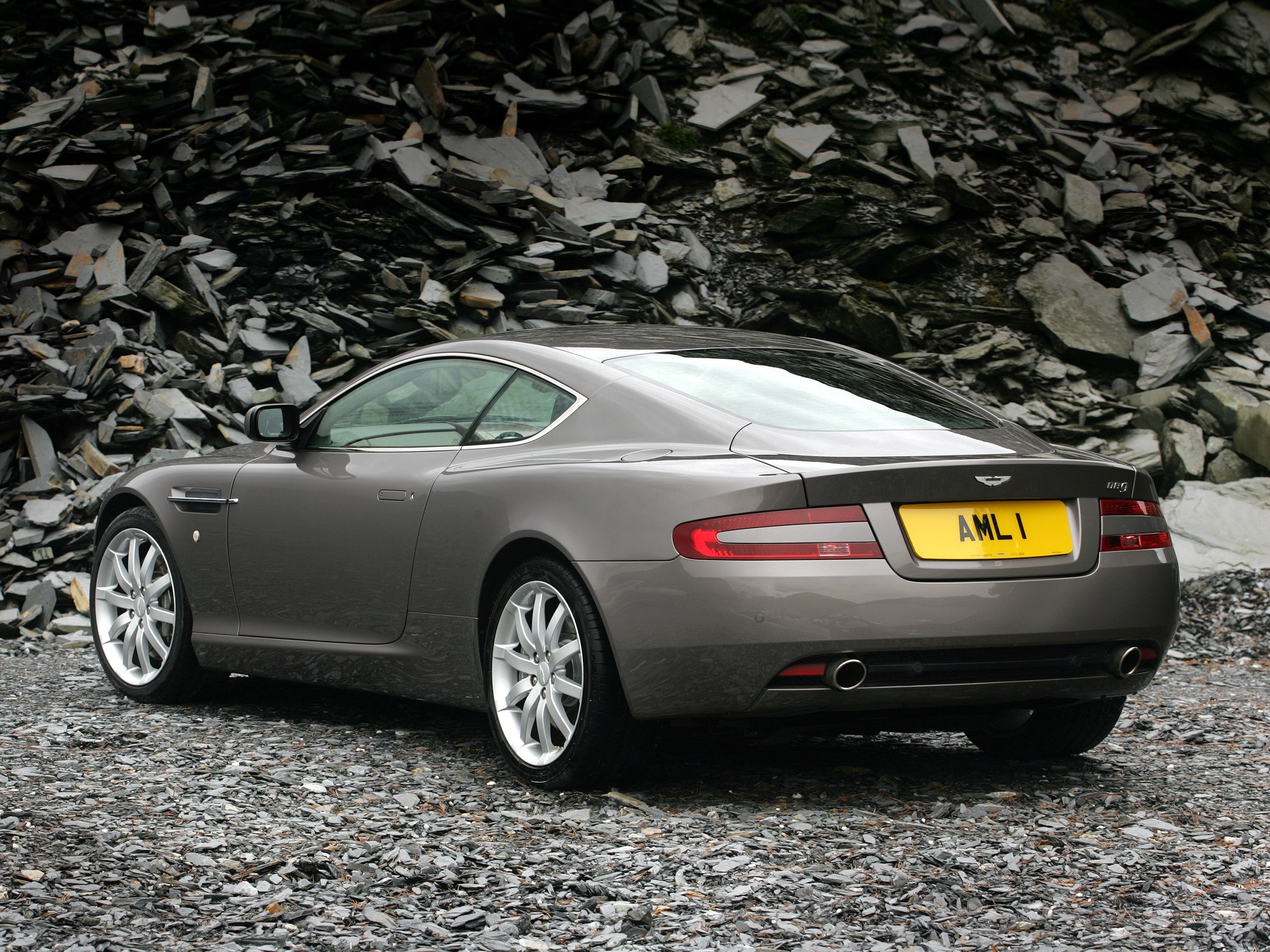 Download background cars, auto, aston martin, grey, back view, rear view, style, 2004, db9