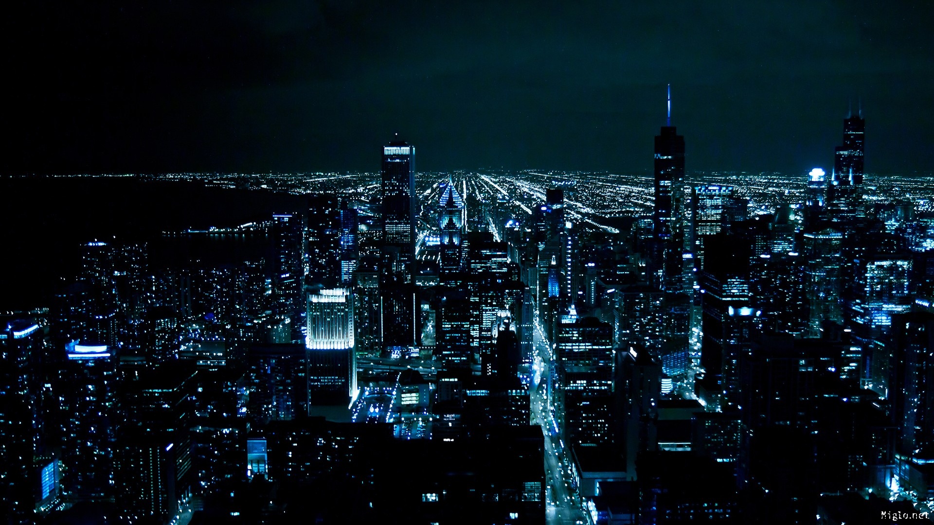 420762 descargar fondo de pantalla hecho por el hombre, chicago, azul, ciudad, paisaje urbano, noche, ciudades: protectores de pantalla e imágenes gratis