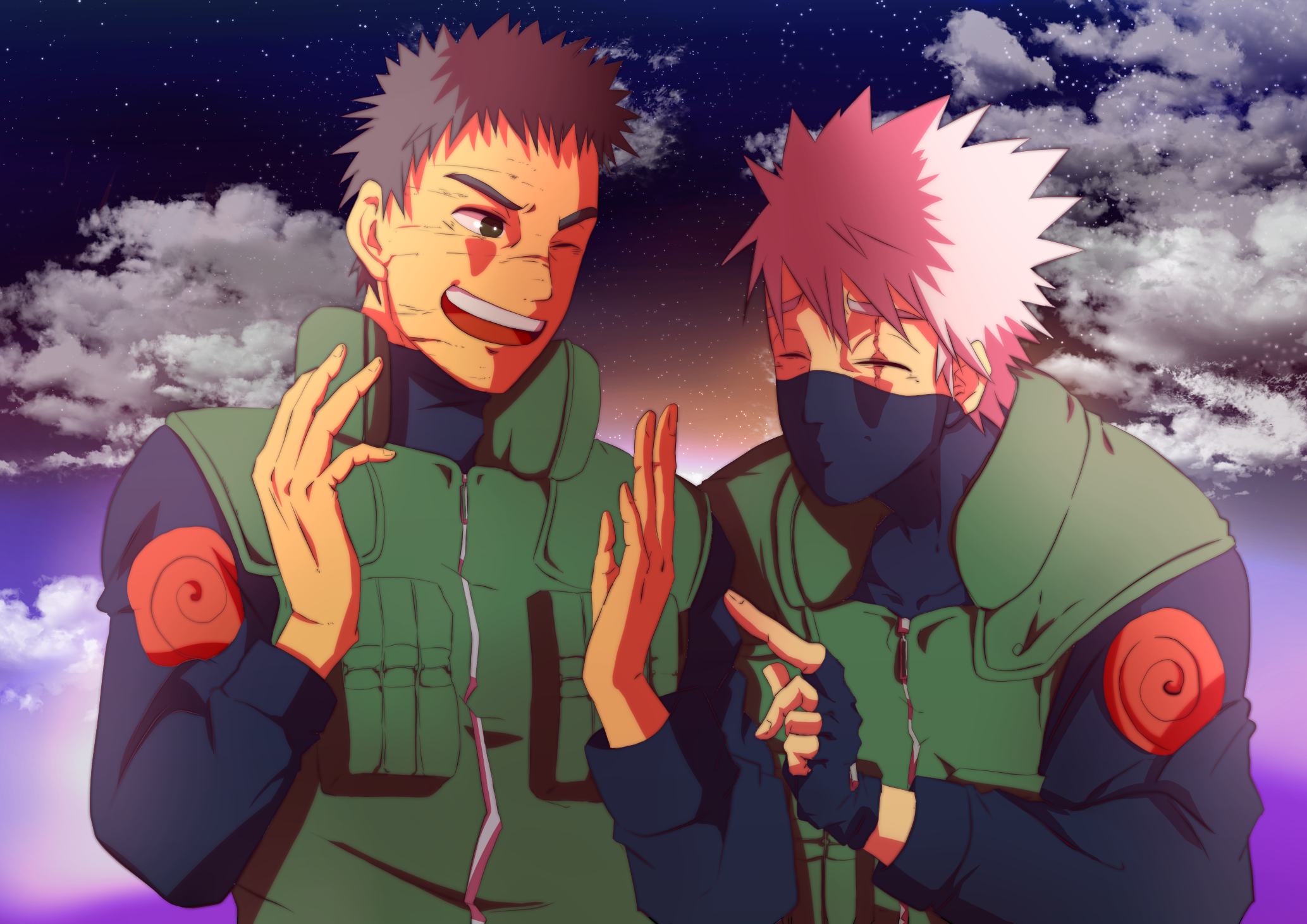 Download mobile wallpaper Anime, Naruto, Kakashi Hatake, Obito Uchiha for free.