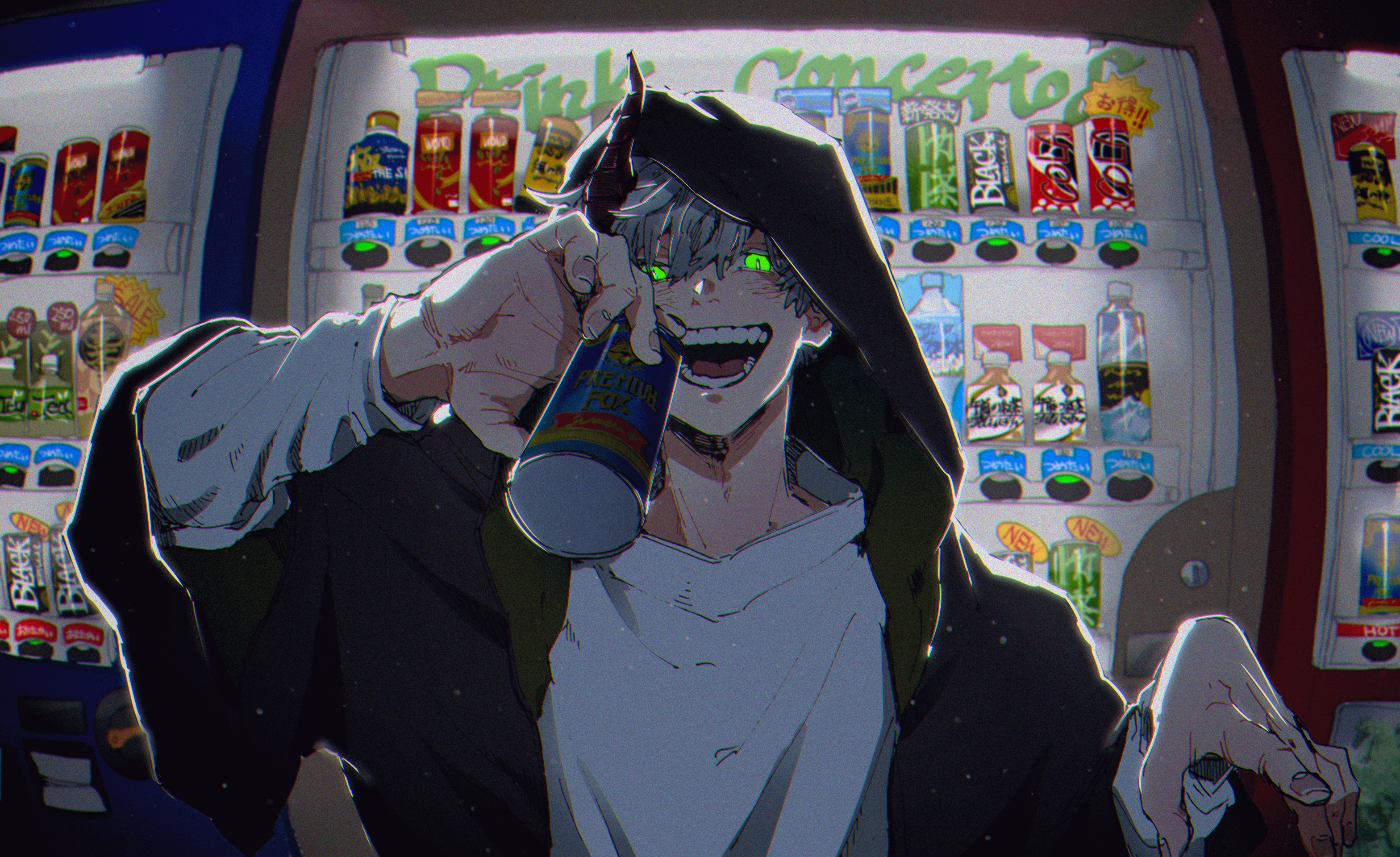 Free download wallpaper Anime, Drink, Hood, Boy on your PC desktop