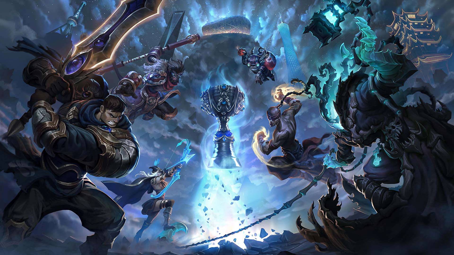 video game, league of legends, ashe (league of legends), garen (league of legends), lee sin (league of legends), thresh (league of legends), wukong (league of legends), ziggs (league of legends)