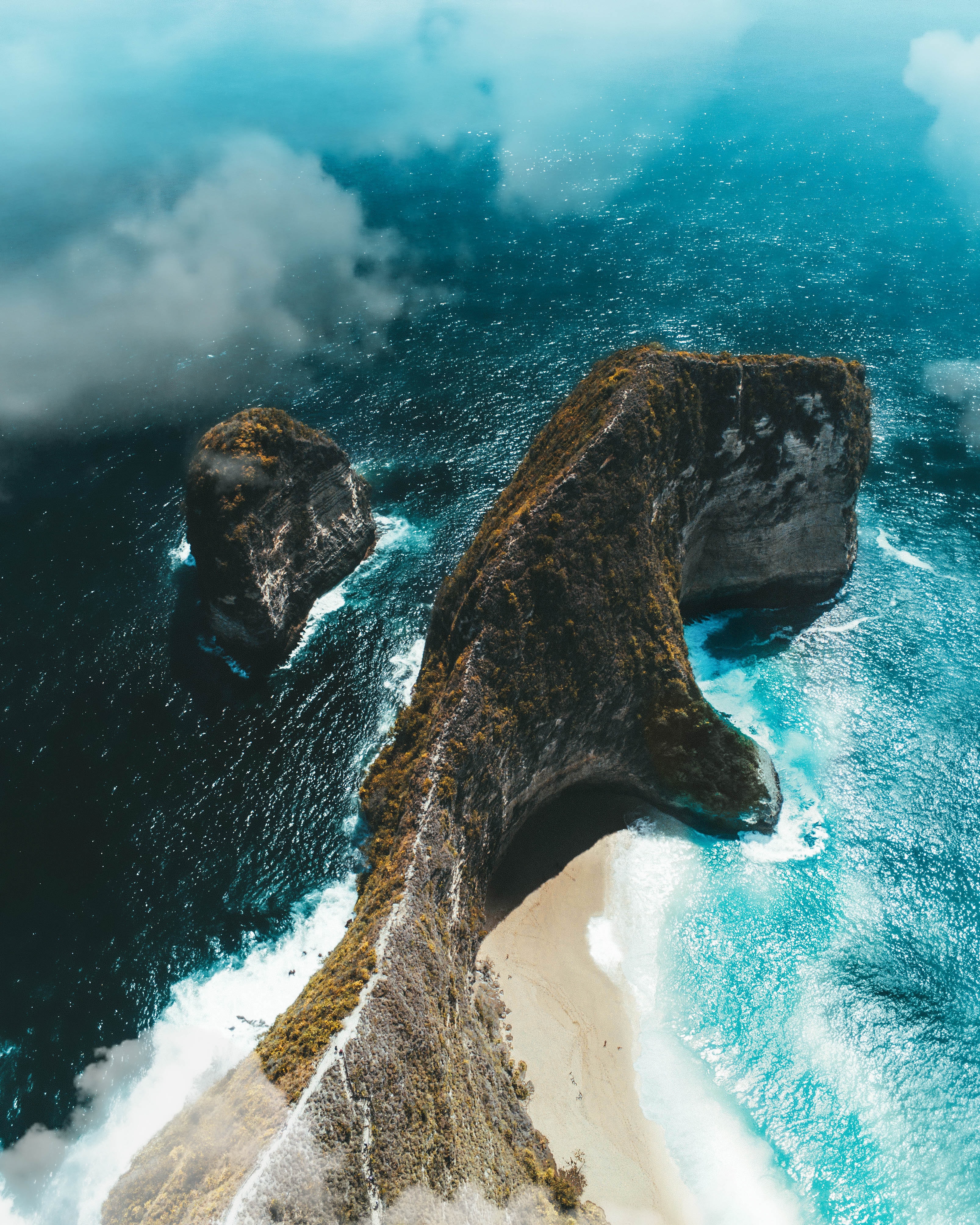 PCデスクトップに自然, 雲, 岩, 上から見る, 海, 島画像を無料でダウンロード