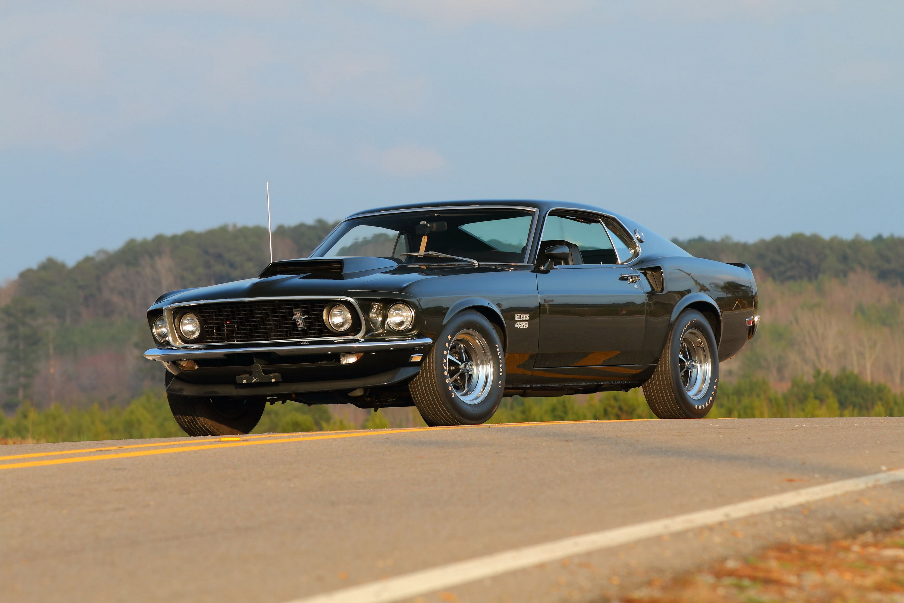 Download mobile wallpaper Ford, Car, Muscle Car, Fastback, Vehicles, Black Car, Ford Mustang Boss 429 for free.