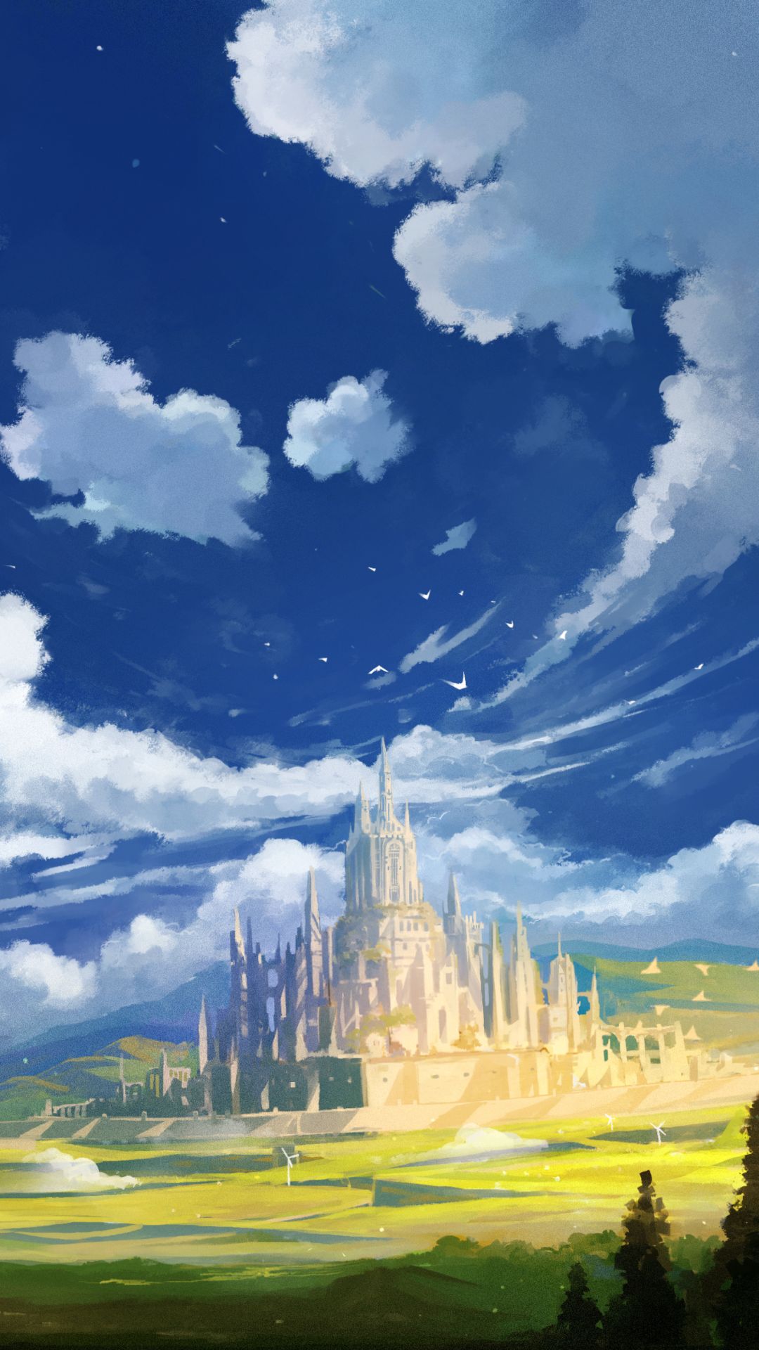 Download mobile wallpaper Anime, Landscape, Original, Castle for free.