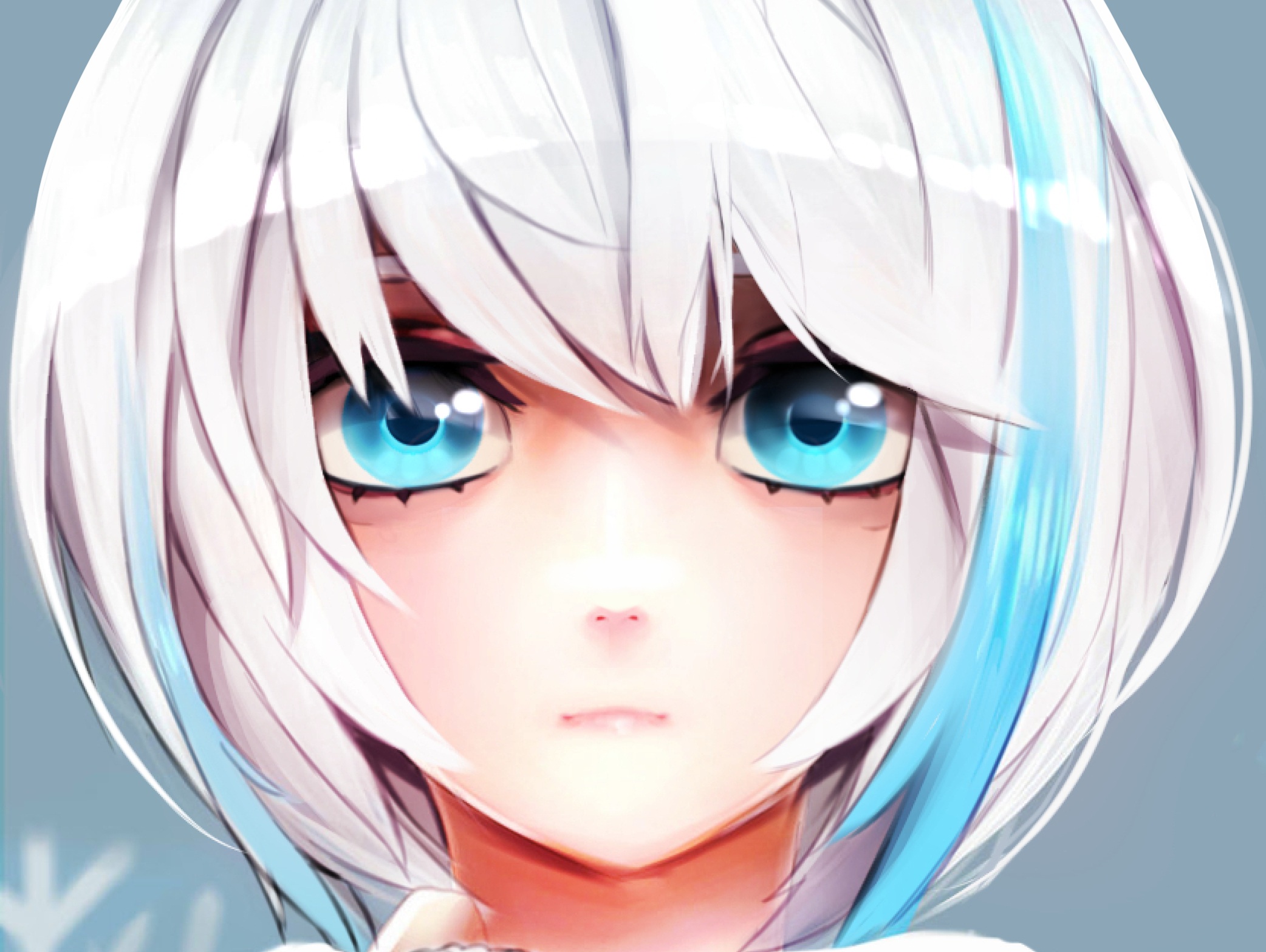 Free download wallpaper Anime, Girl, Blue Eyes, White Hair on your PC desktop