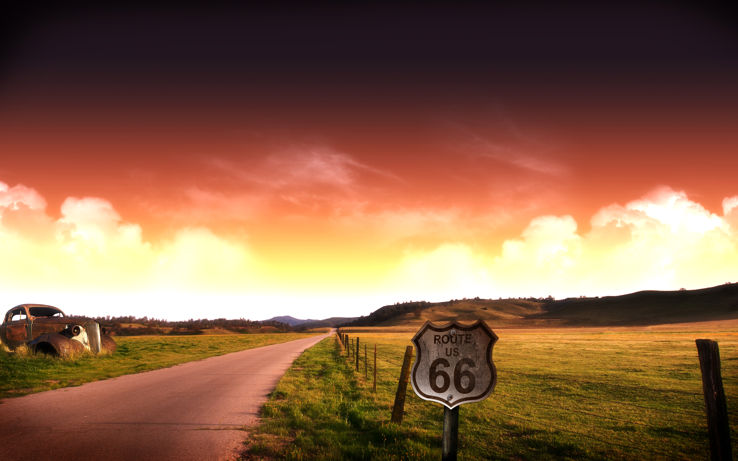 Download mobile wallpaper Field, Road, Earth, Sky for free.
