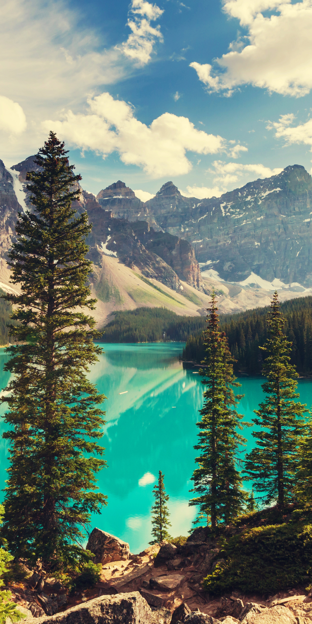 無料モバイル壁紙風景, 自然, 木, 湖, 山, カナダ, 地球, モレーン湖, バンフ国立公園をダウンロードします。
