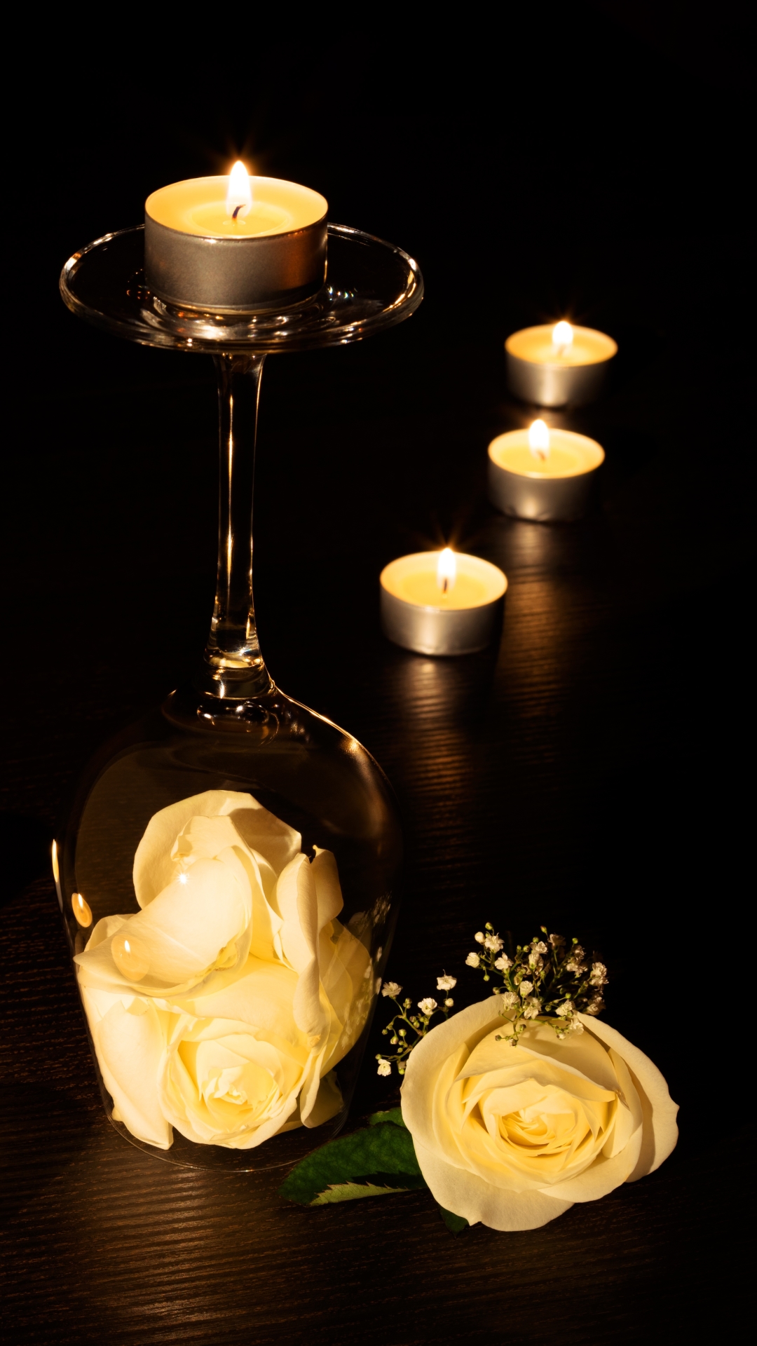Download mobile wallpaper Still Life, Flower, Light, Rose, Glass, Candle, Photography, Yellow Rose for free.