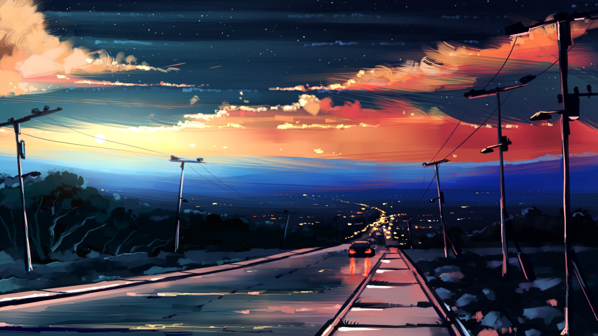 Free download wallpaper Landscape, Sky, Road, Artistic on your PC desktop
