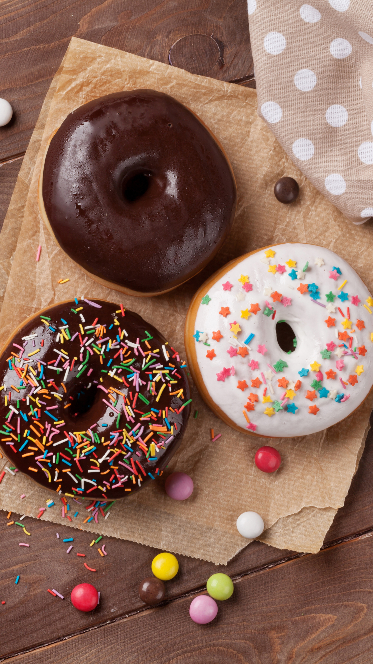 Download mobile wallpaper Food, Coffee, Sweets, Doughnut, Candy for free.