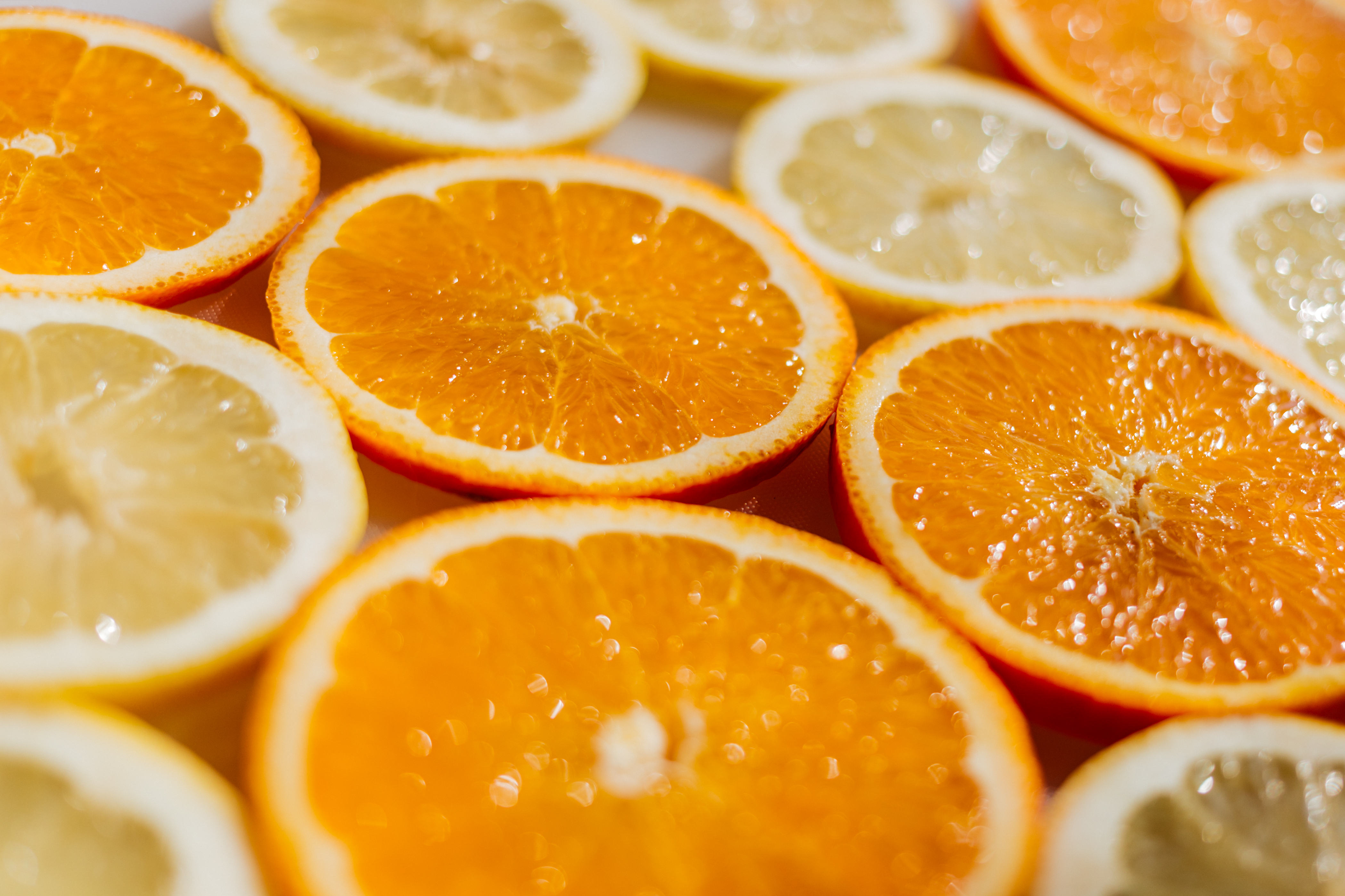 fruits, food, lemons, oranges, slicing, rifling