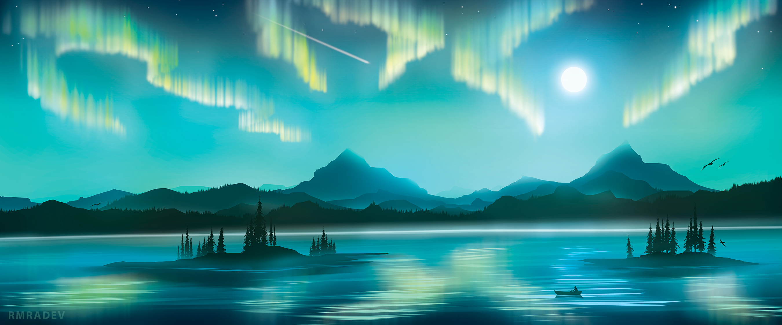 Free download wallpaper Landscape, Aurora Borealis, Artistic on your PC desktop