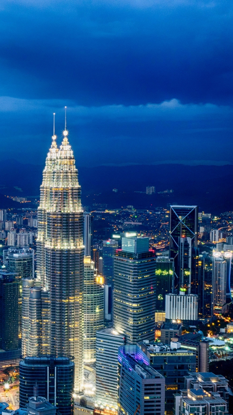man made, kuala lumpur, city, architecture, malaysia, metropolis, cityscape, petronas towers, skyscraper, light, building, night, cloud, sky, cities