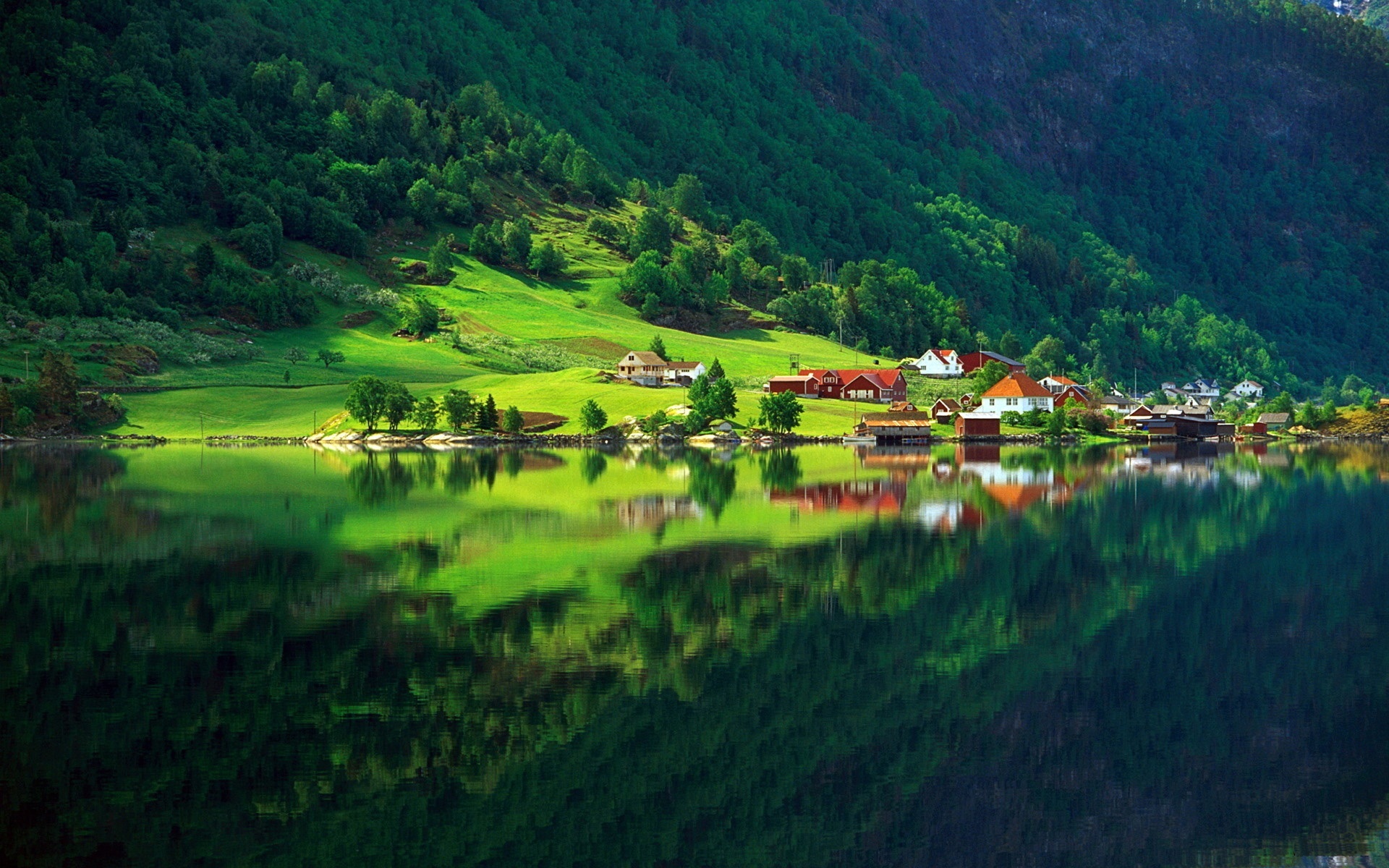Download mobile wallpaper Landscape, Lakes, Houses for free.