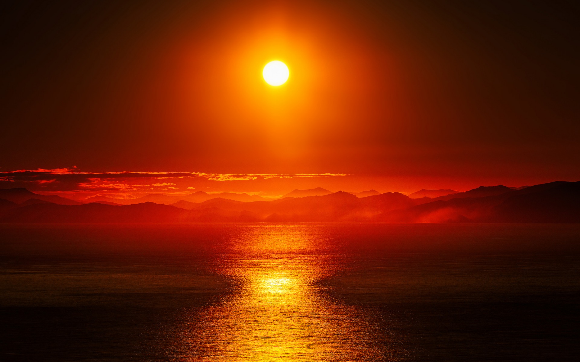 Laden Sie das Ozean, Sonnenuntergang, Sonne, Sonnenstrahl, Erde/natur, Spiegelung, Orange Farbe)-Bild kostenlos auf Ihren PC-Desktop herunter